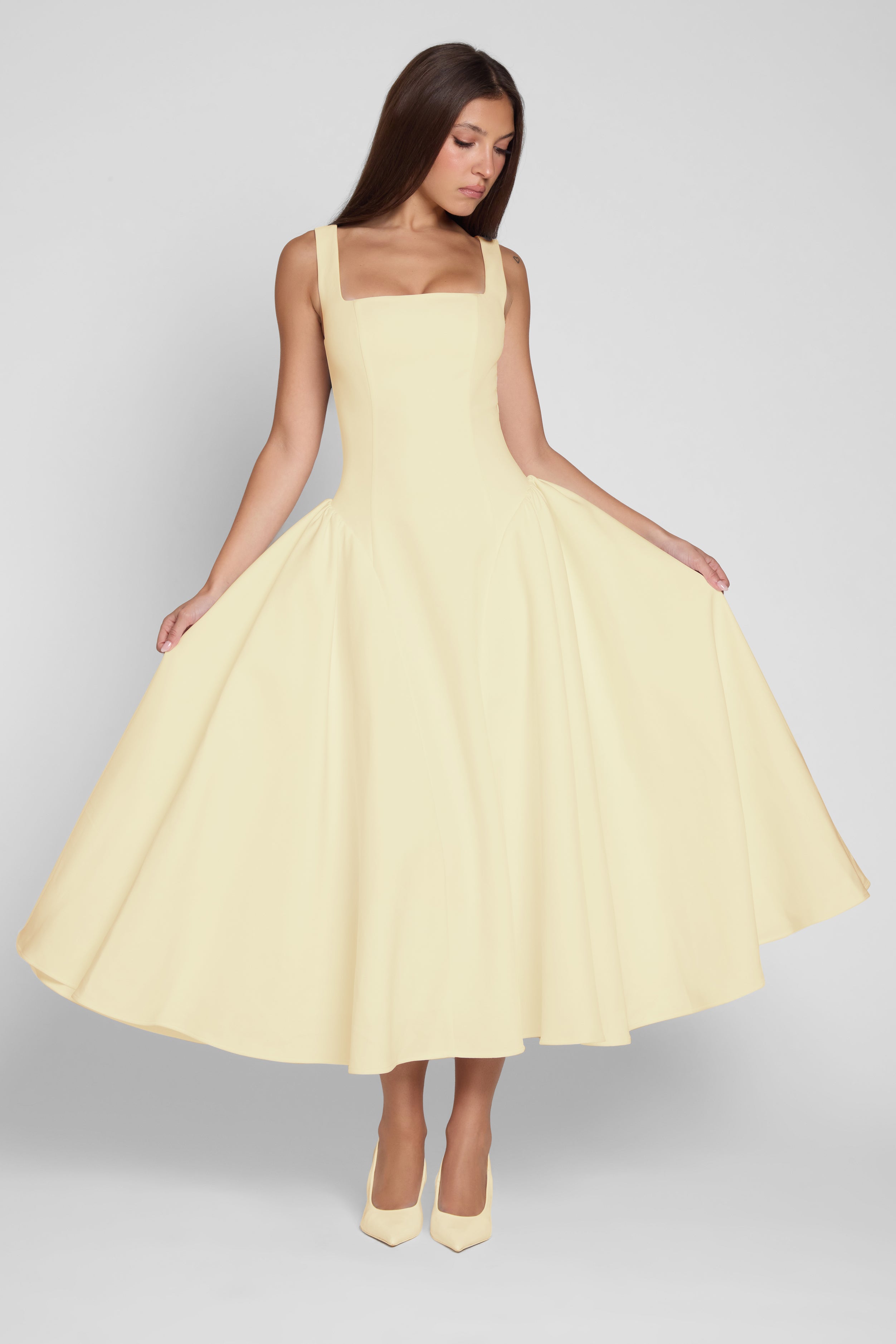 Chloe Corset Midi Dress - Yellow