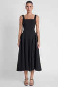 Chloe Corset Midi Dress - Black