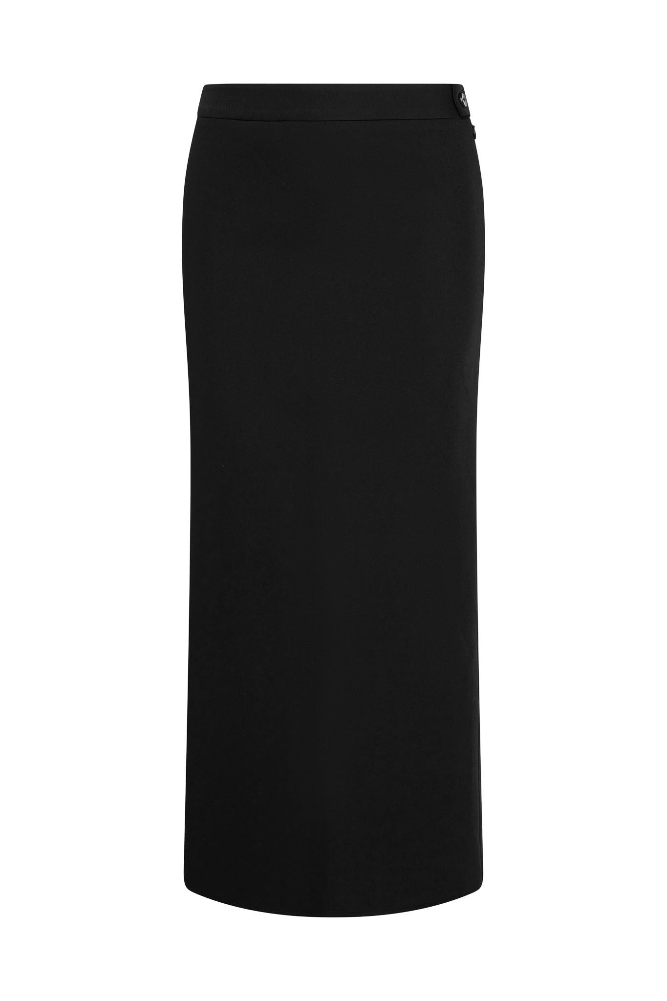 Classic Column Maxi Skirt in Black, front view.