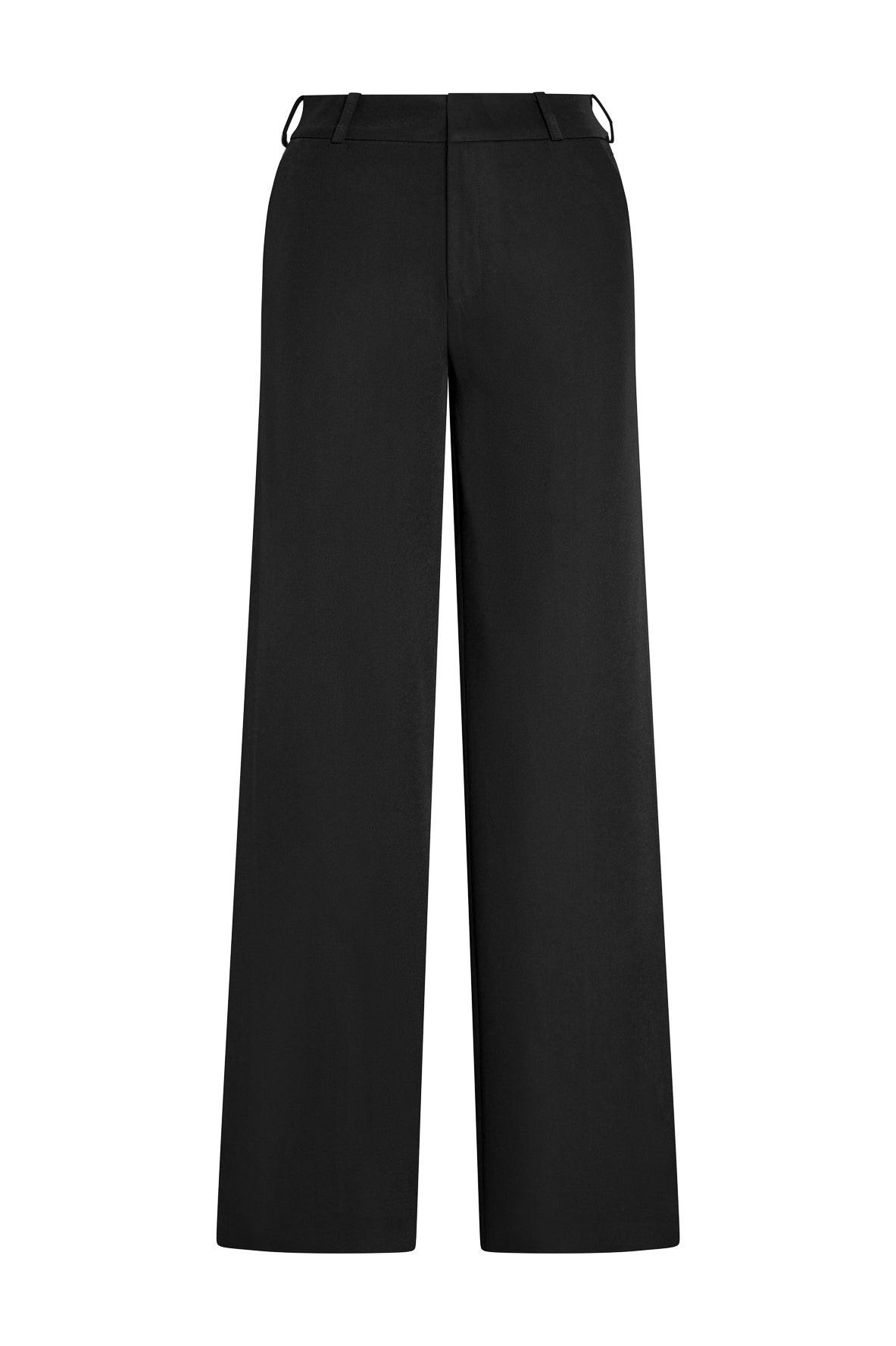 Classic Column Straight Trousers in Black, front view.