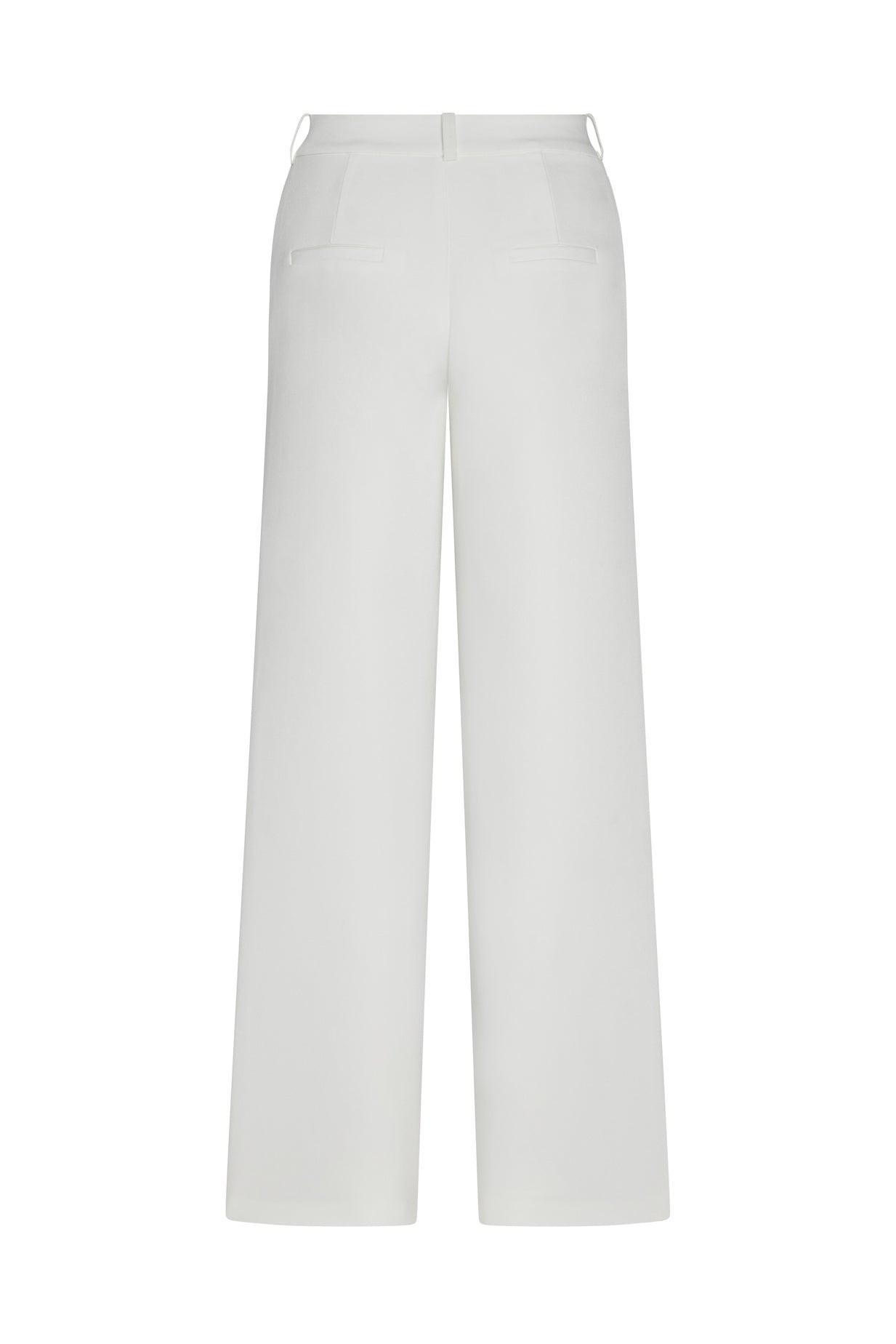 Classic Column Straight Trousers in White, front view.
