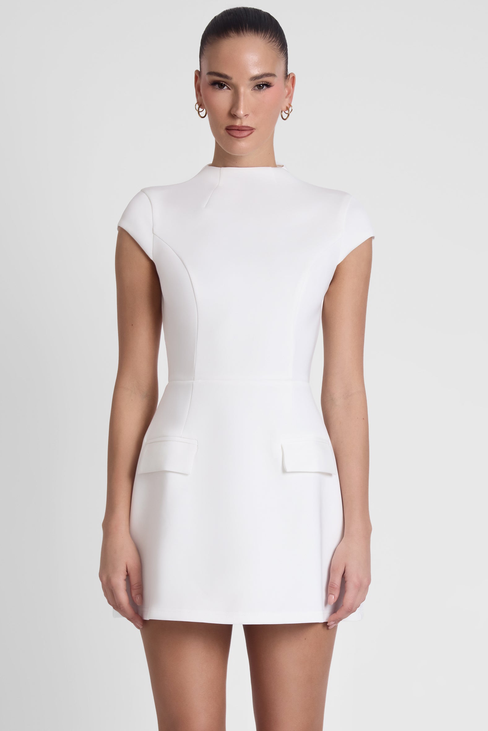 Cote Cap Sleeve Pocket Mini Dress - White