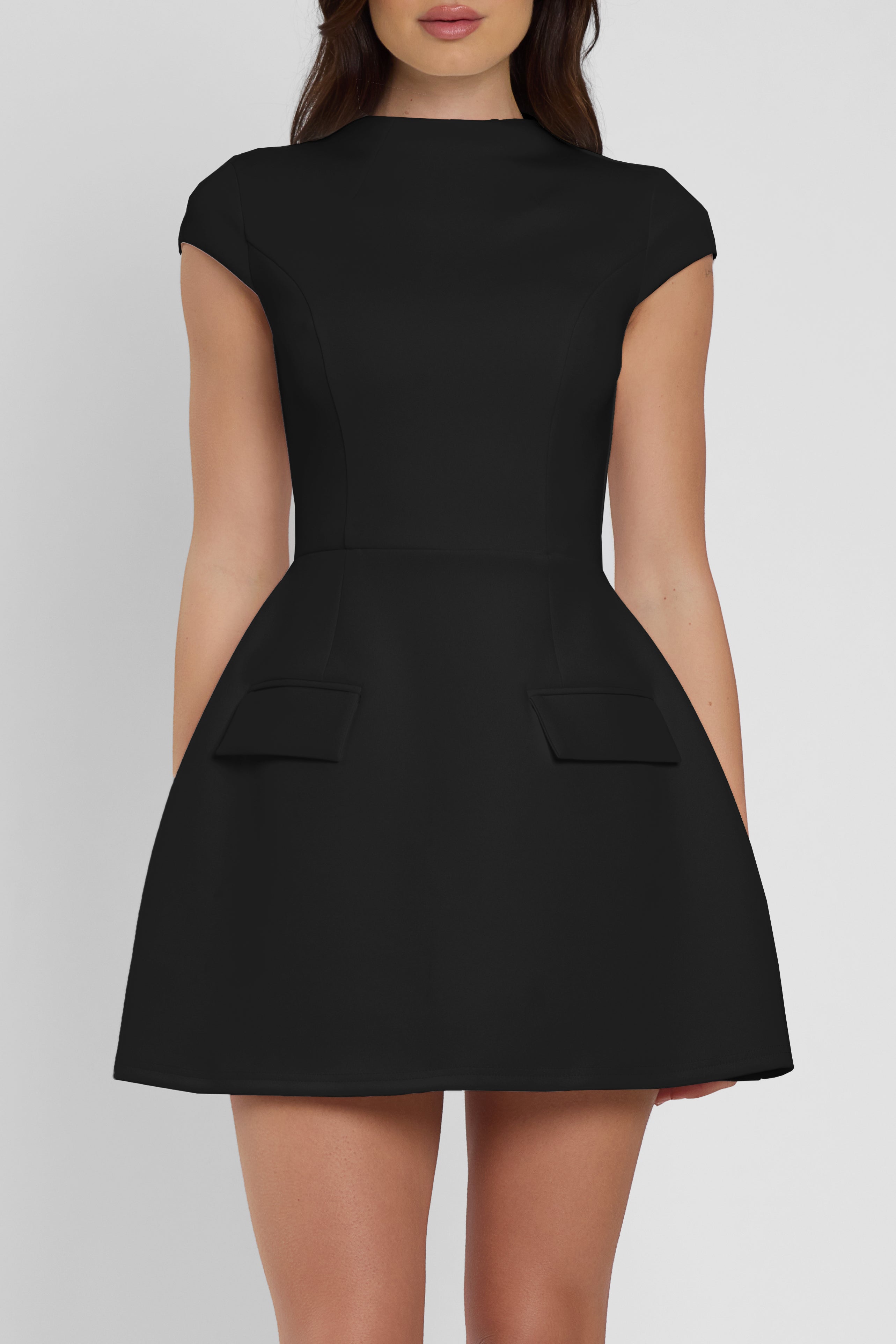 Cote Cap Sleeve Pocket Mini Dress - Black M
