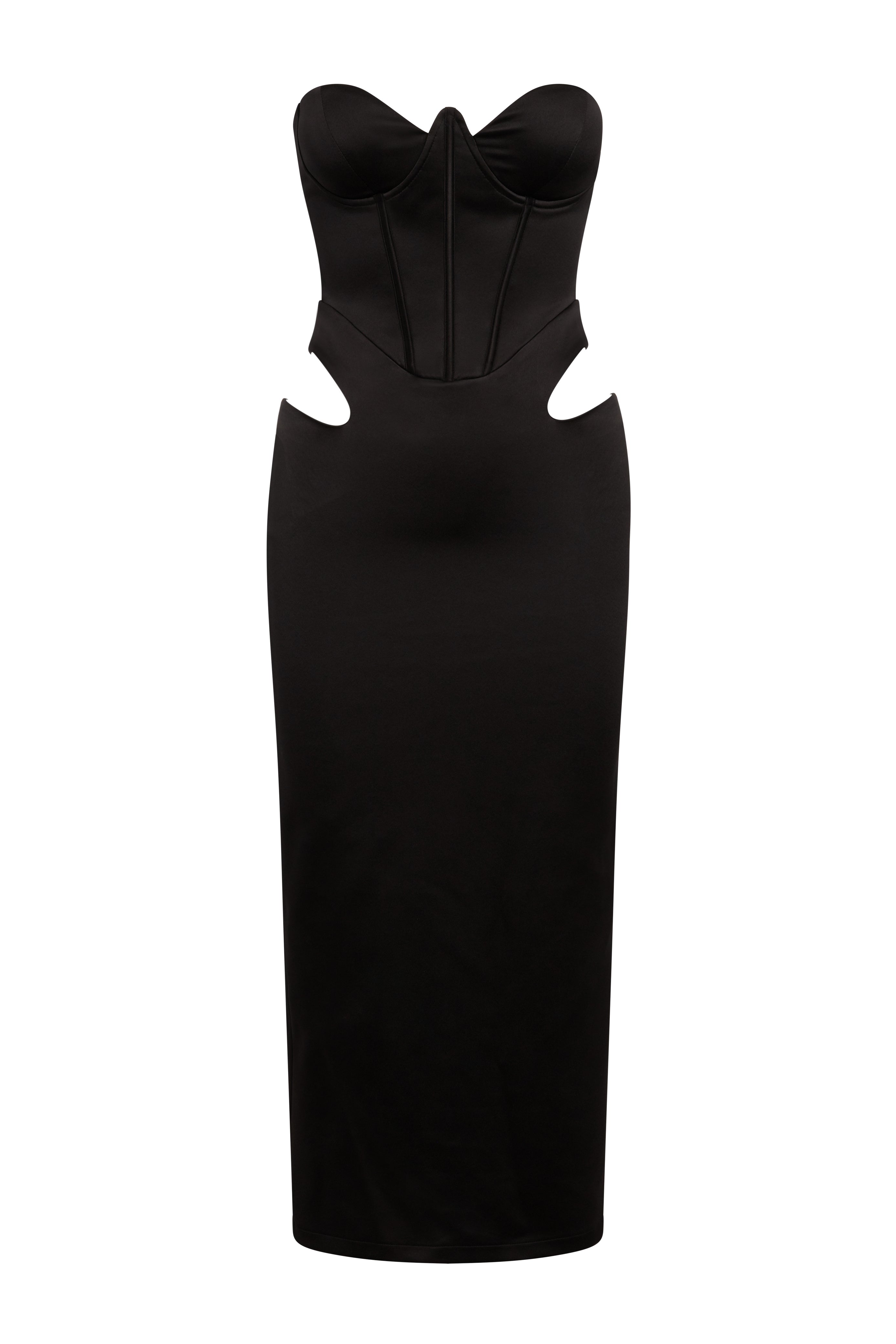 Divine Satin Corset Dress - Black