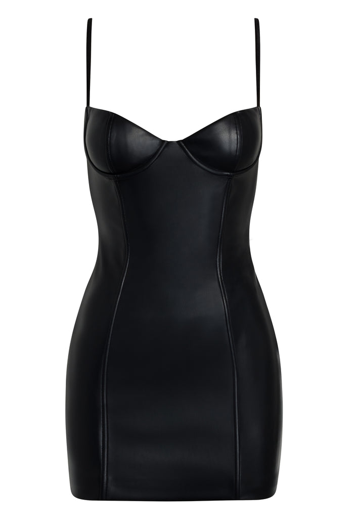 Yves Vegan Leather Bustier Mini Dress | LEAU