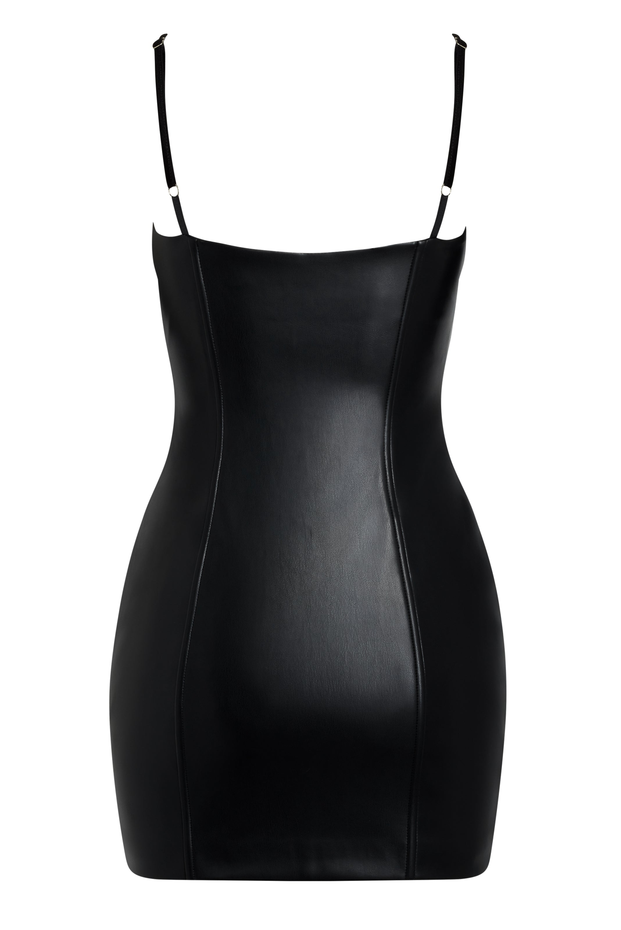 Yves Vegan Leather Bustier Mini Dress.