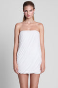 Swan Strapless Twist Drape Mini Dress - White