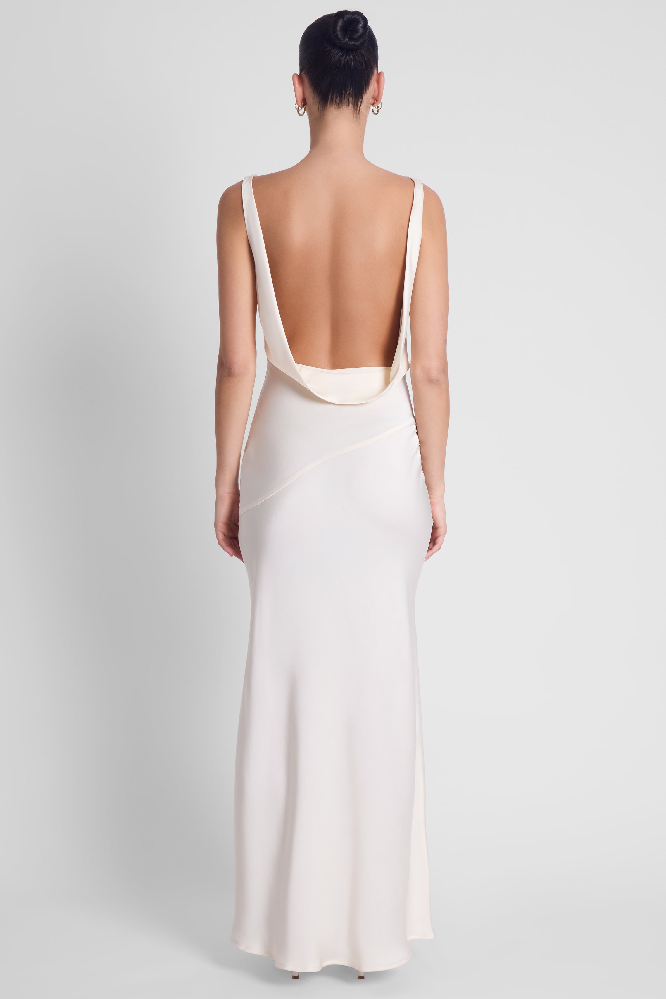 Dove Drape Satin Gown - Ivory