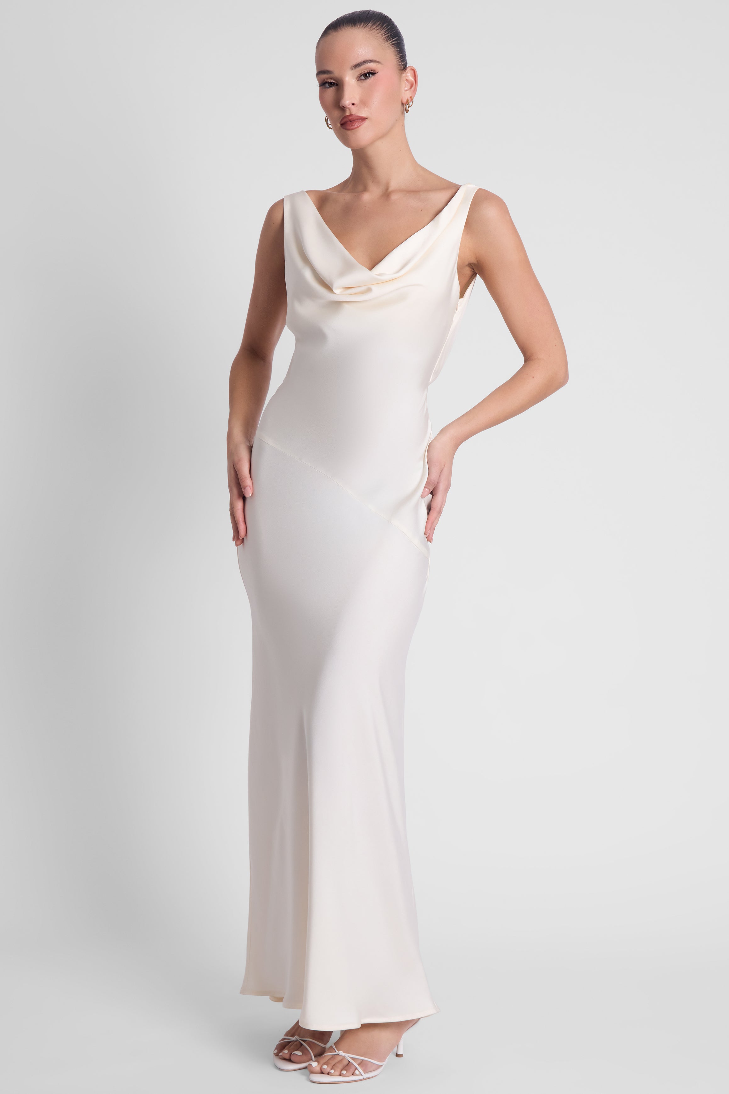 Dove Drape Satin Gown - Ivory