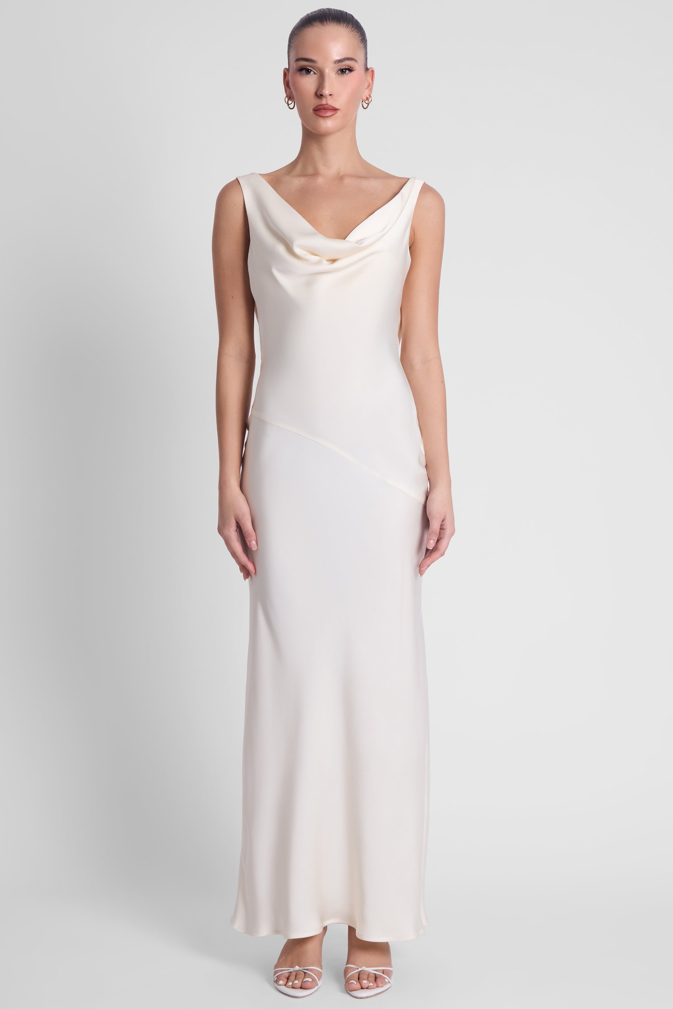 Dove Drape Satin Gown - Ivory