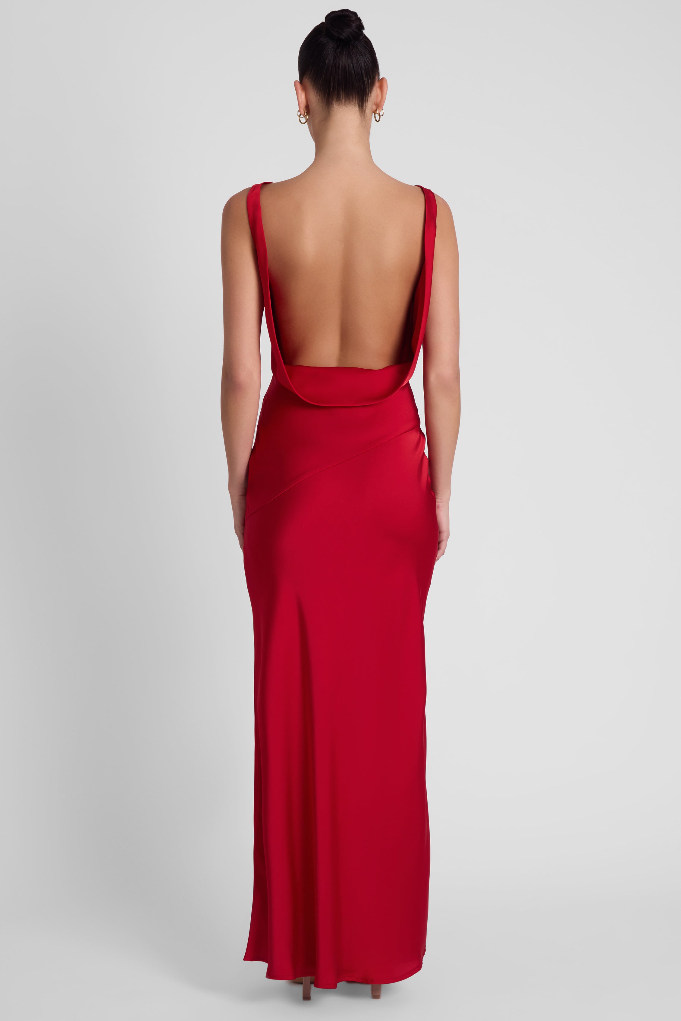 Dove Drape Satin Gown - Red