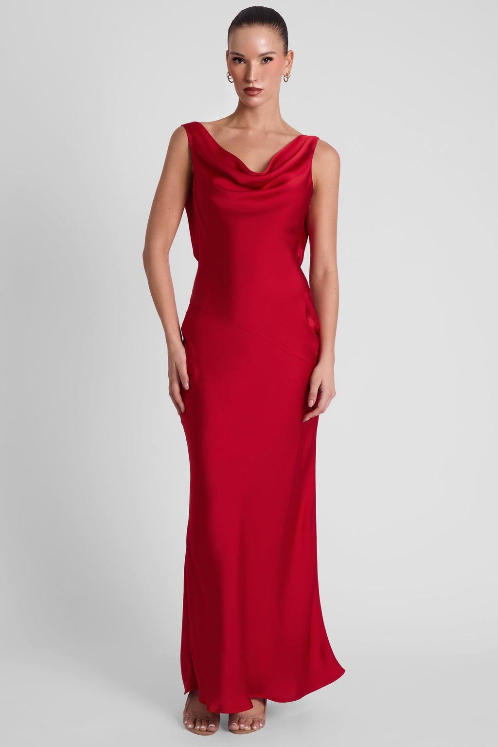 Dove Drape Satin Gown - Red