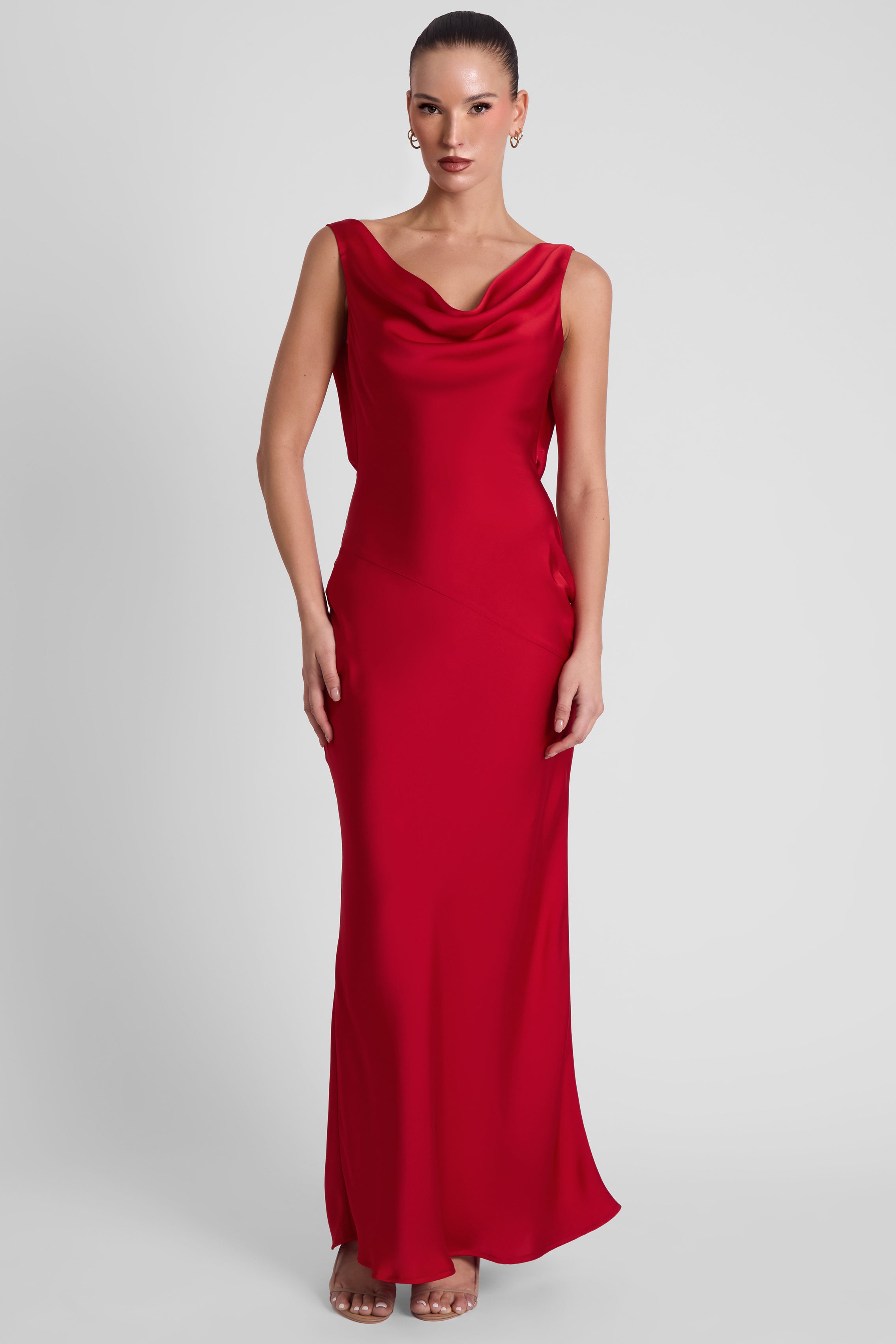 Dove Drape Satin Gown - Red
