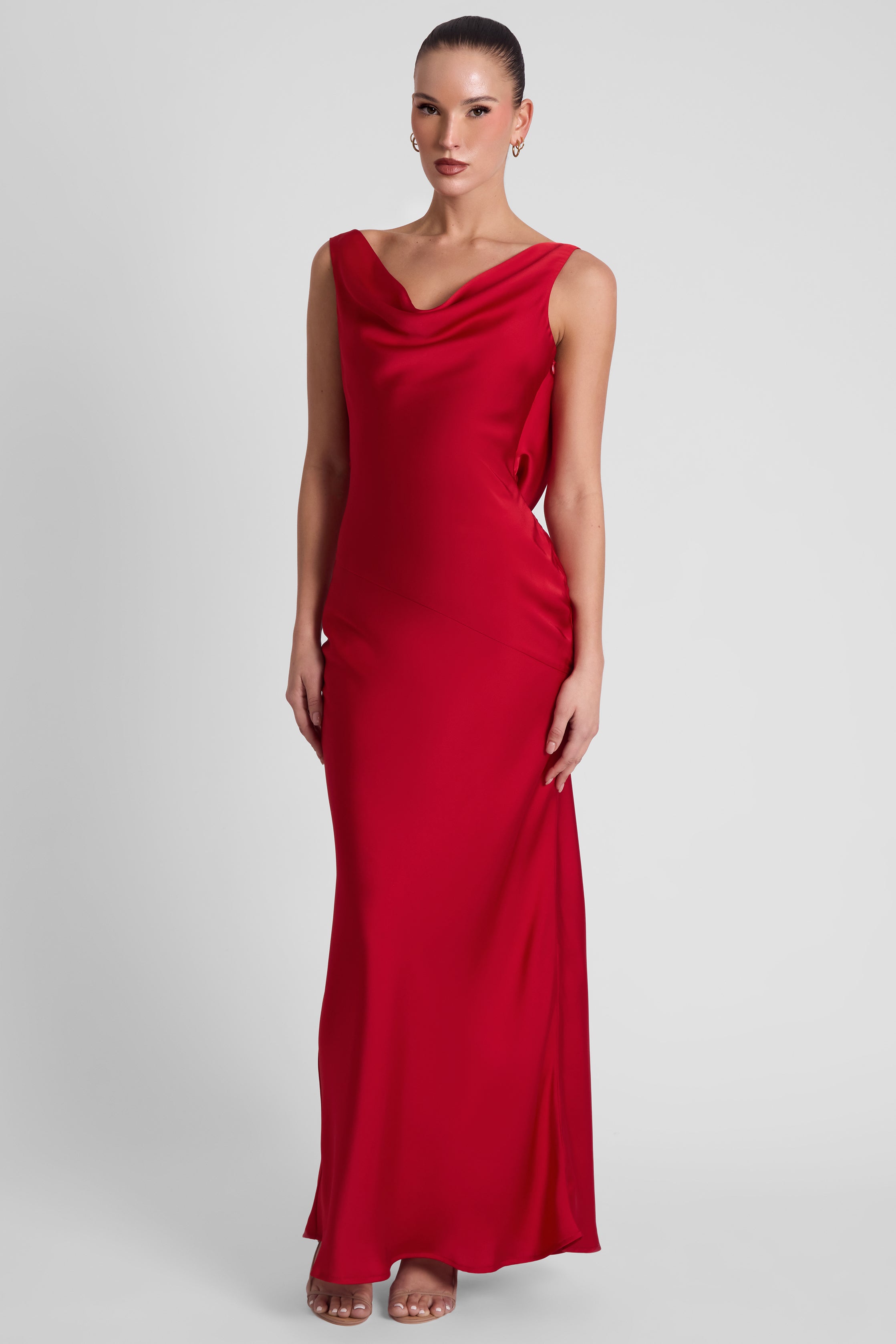 Dove Drape Satin Gown - Red