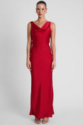 Dove Drape Satin Gown - Red