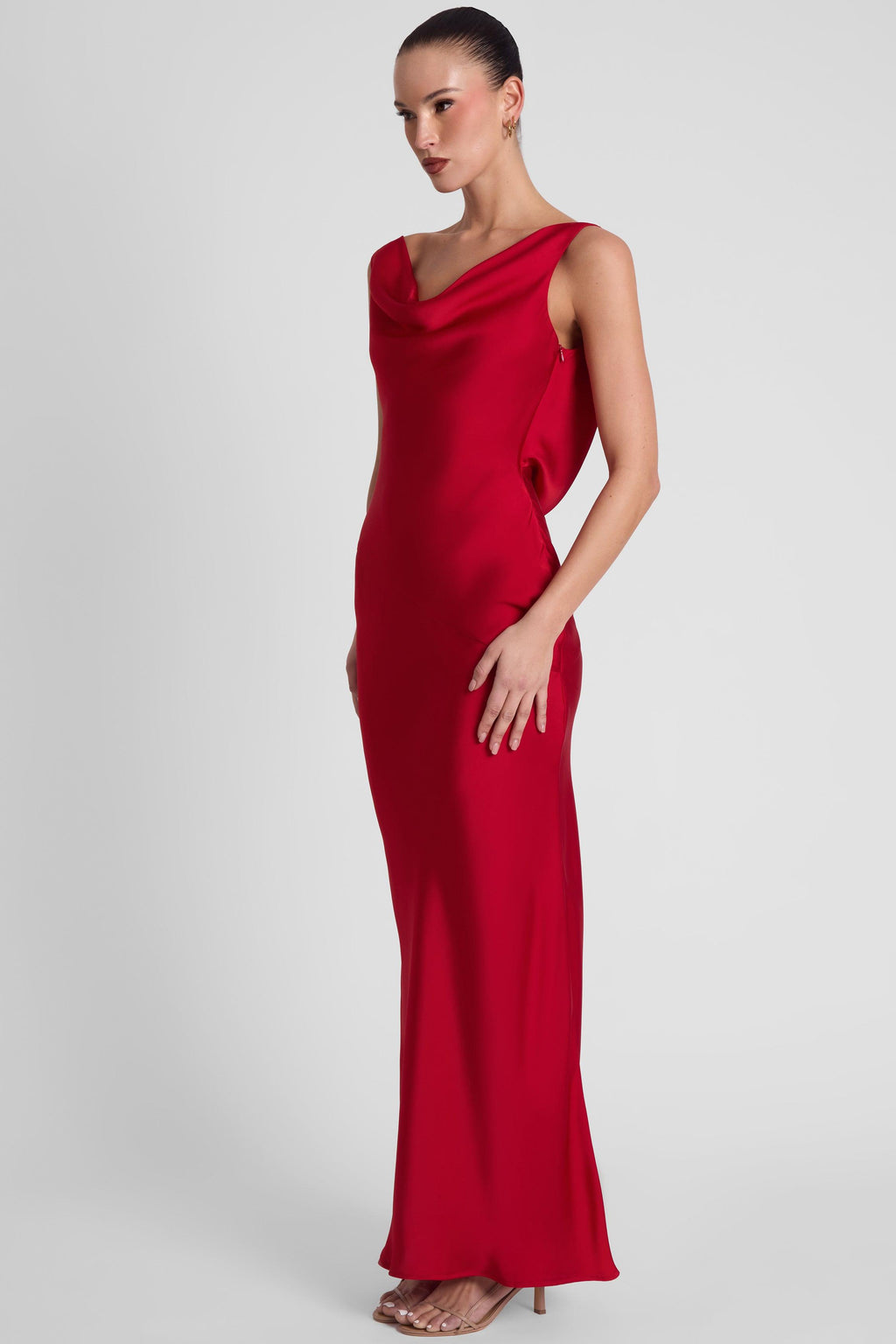 Dove Drape Satin Gown - Red