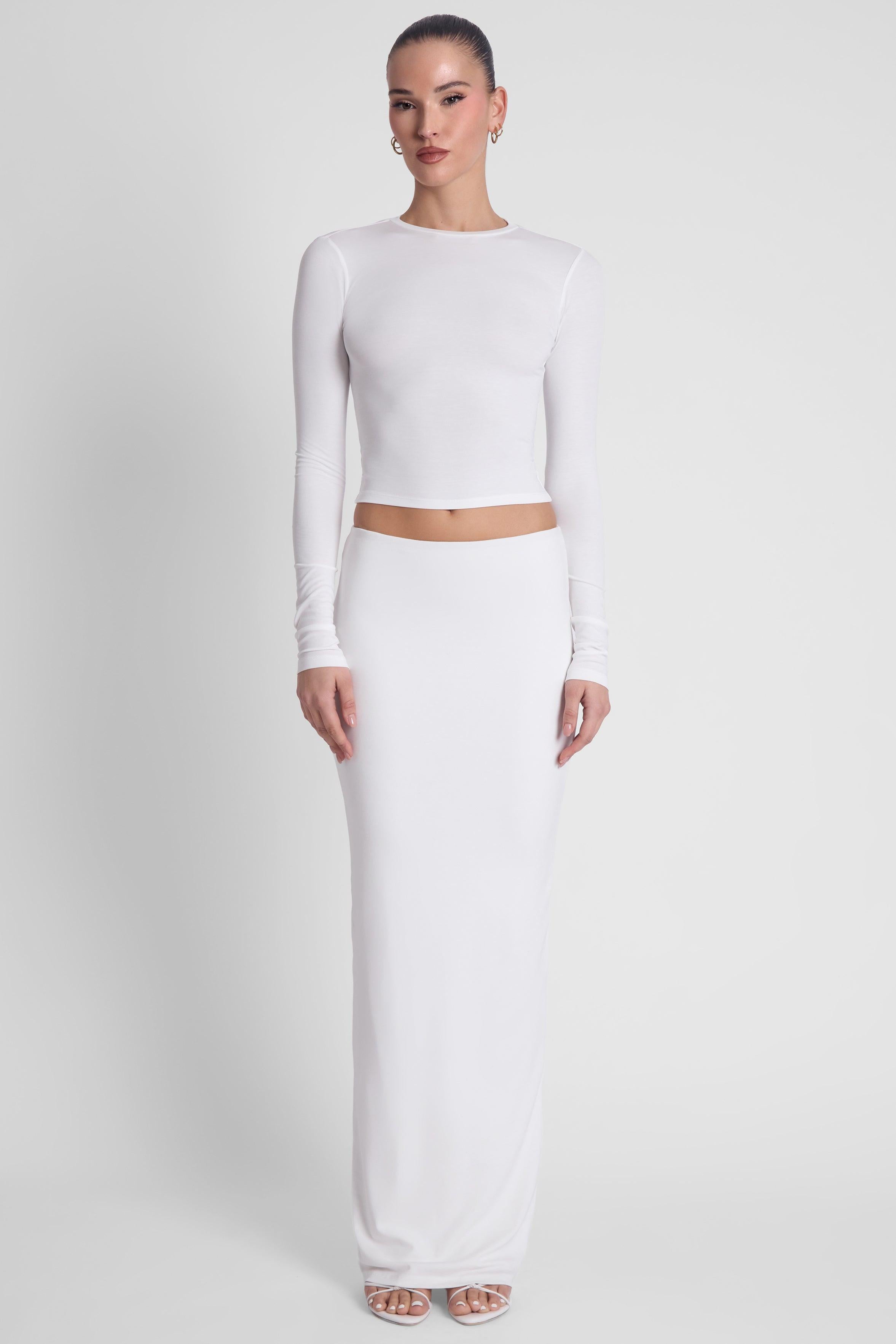 Everyday Jersey Maxi Skirt - White | LEAU