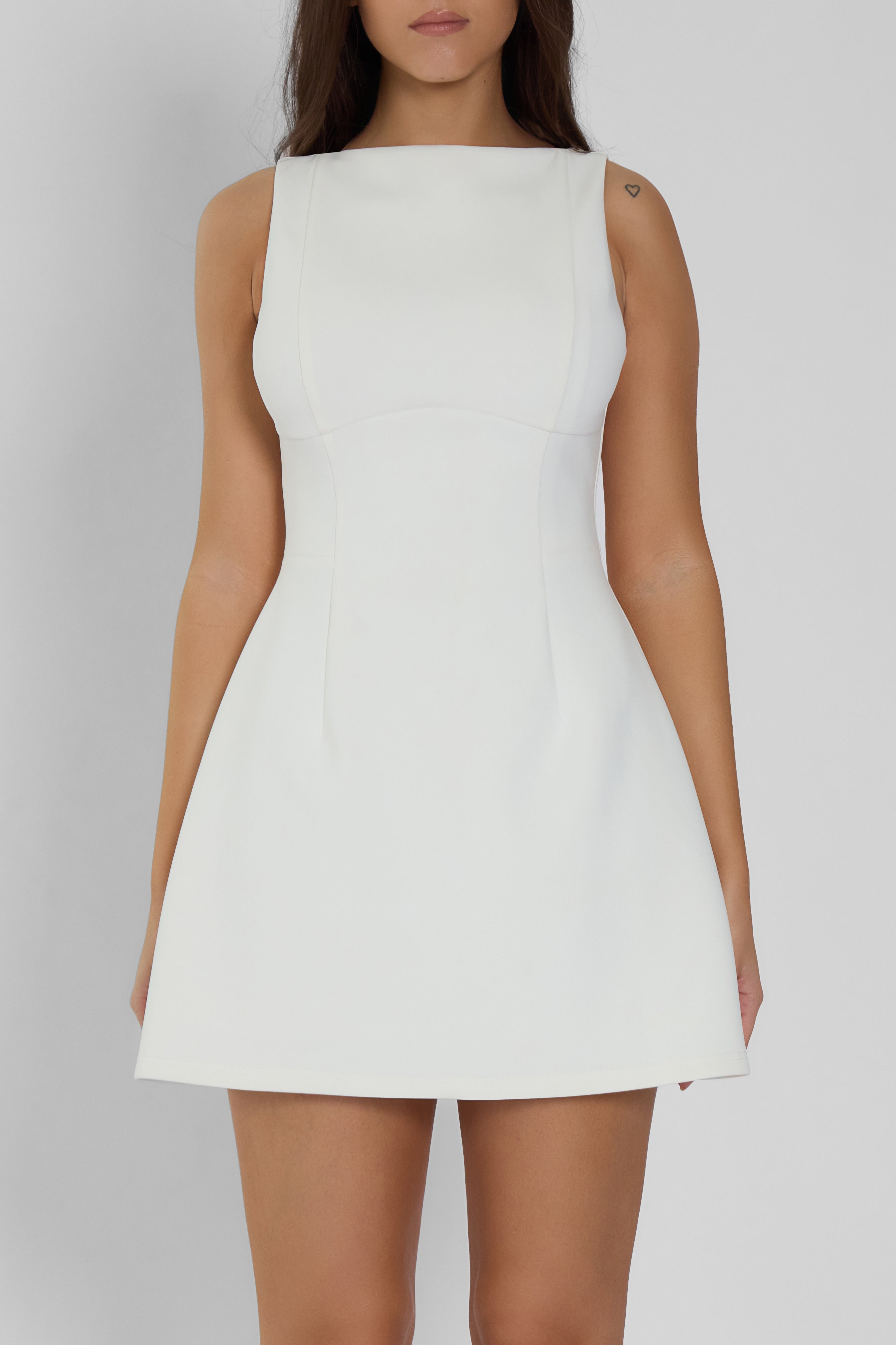 Estelle Sleeveless Bustier Mini Dress - White.
