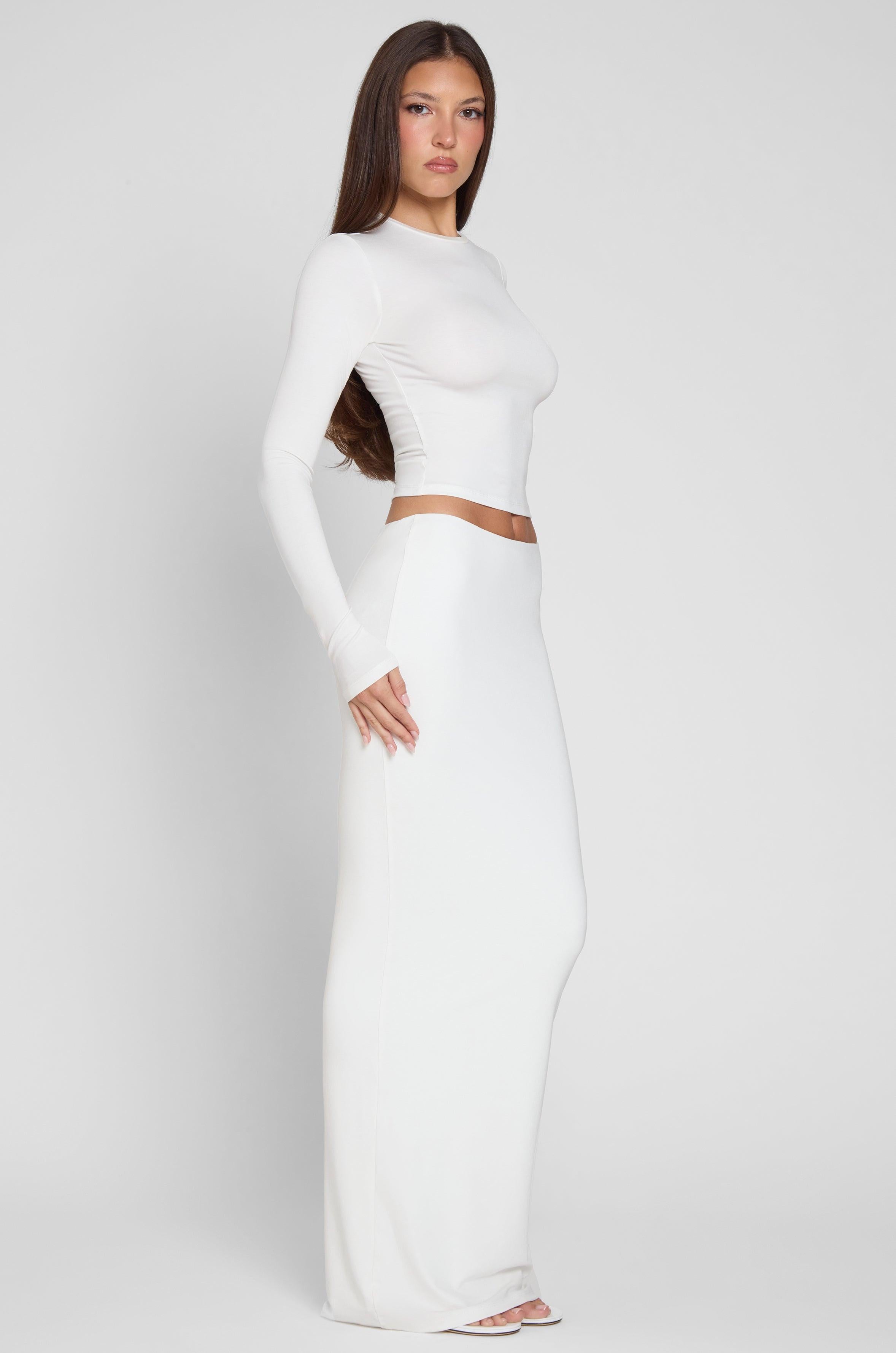LEAU Women's Everyday Jersey Maxi Skirt - White LEAU Women's Everyday Jersey Maxi Skirt - White