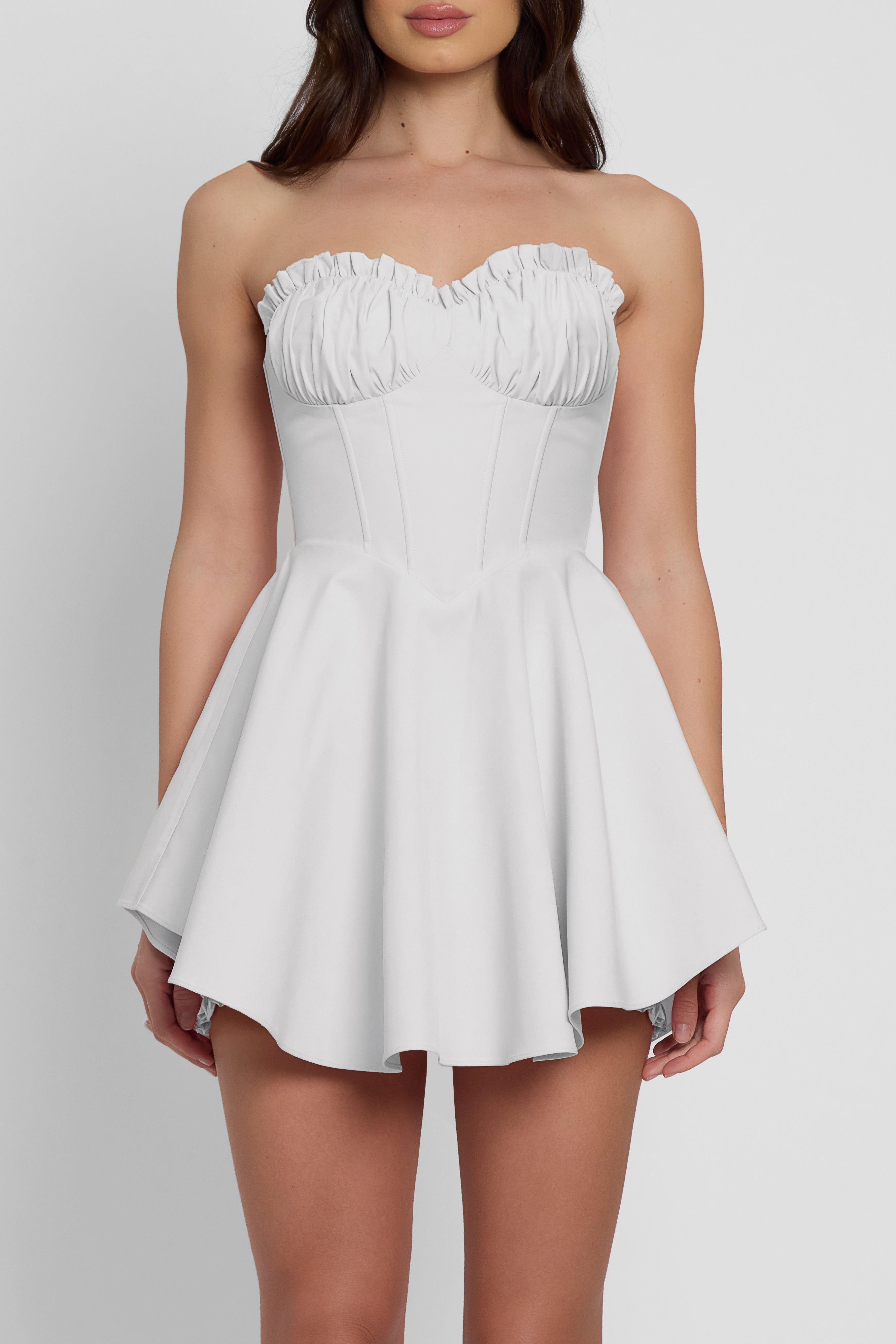 Genoa Corset Flare Mini Dress - White