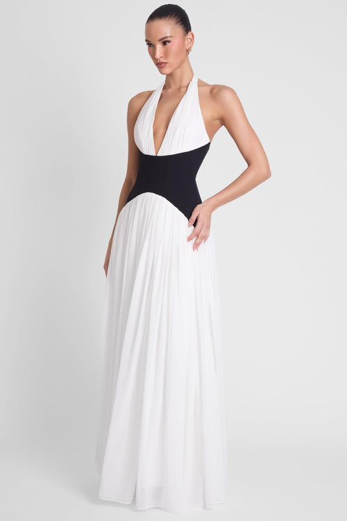 Harlowe Contrast Corset Maxi Dress - Black & White