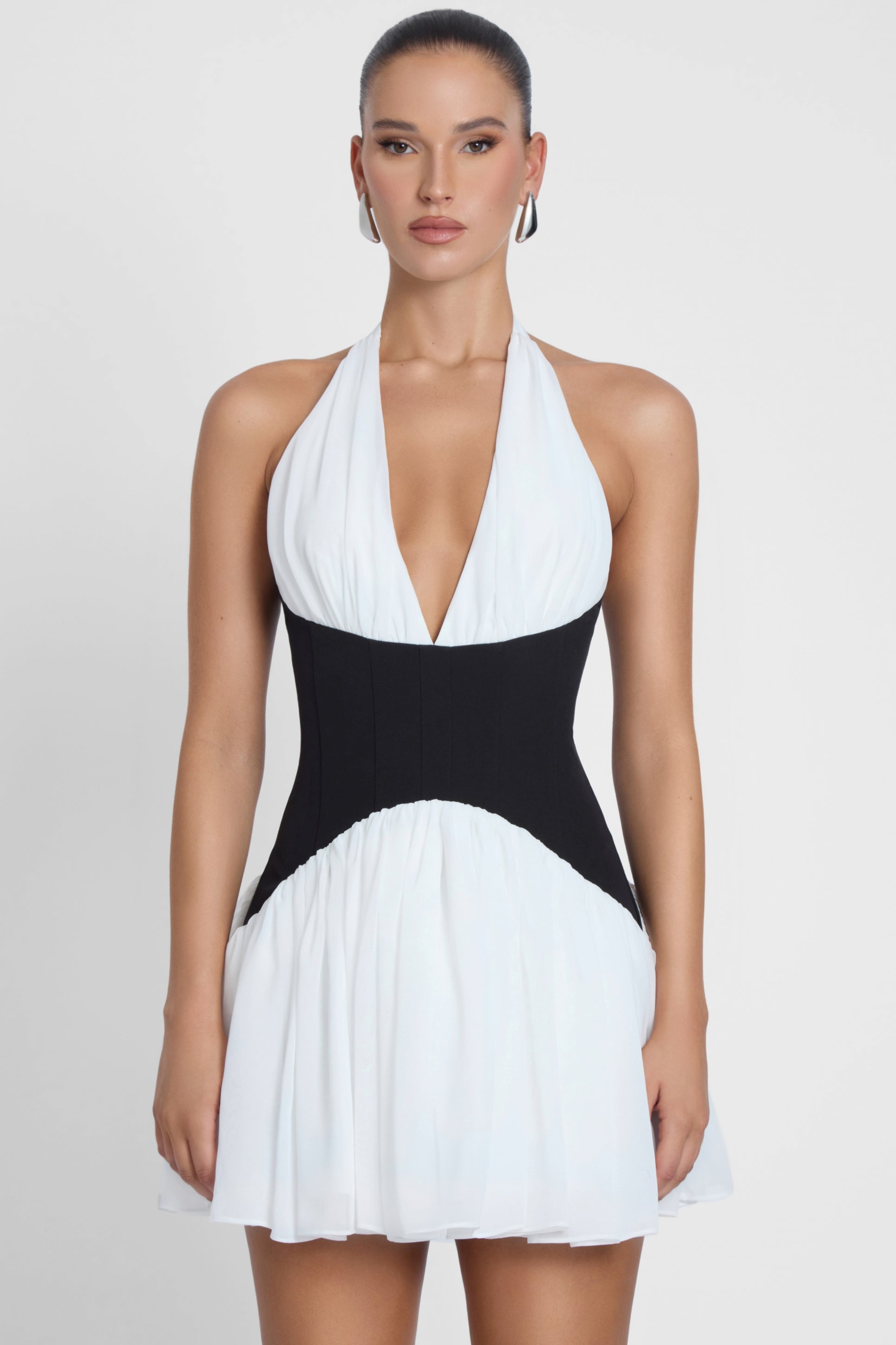 Harper Contrast Corset Mini Dress - White