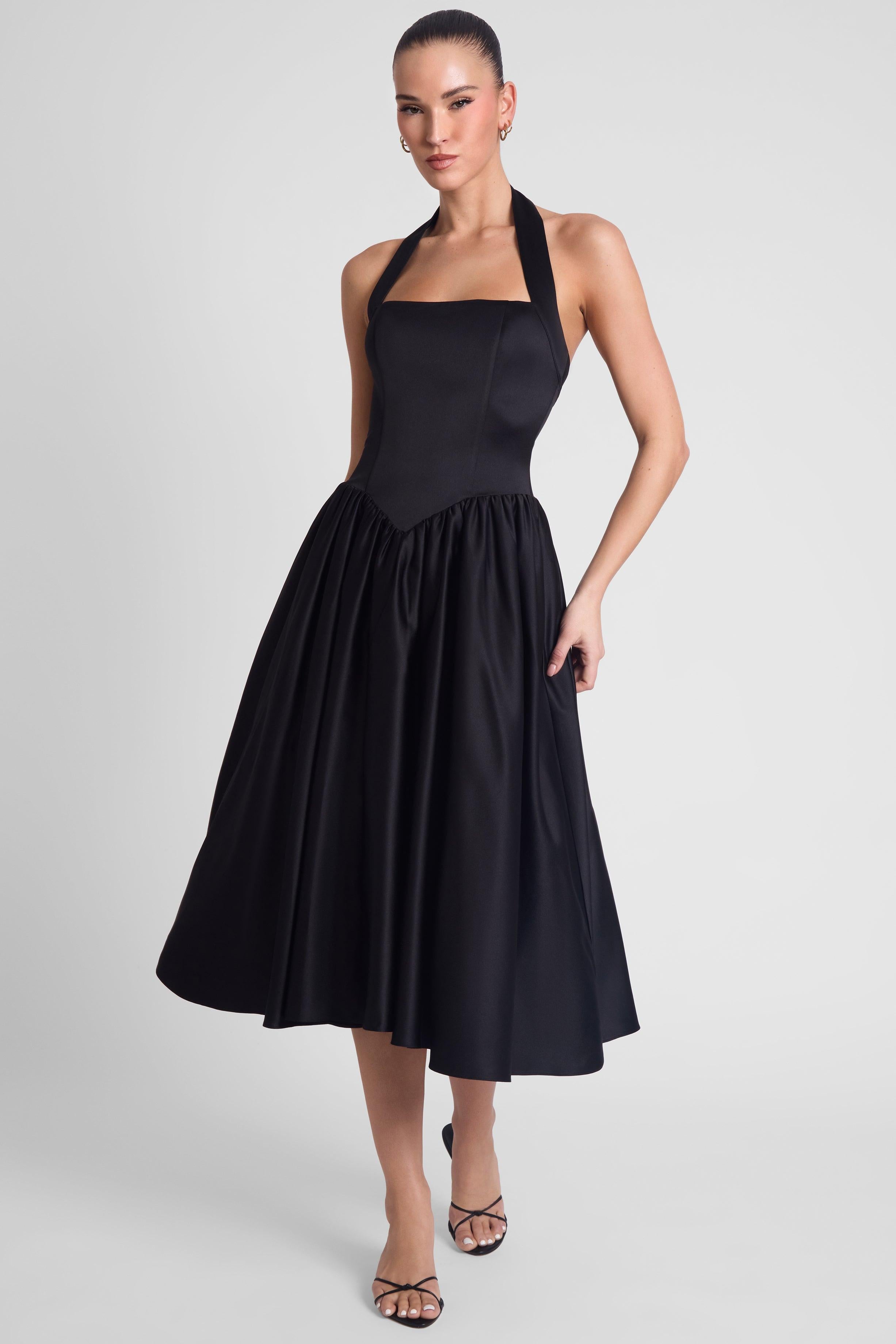 LEAU - Hart Halter Corset Midi Dress in Black LEAU - Hart Halter Corset Midi Dress in Black