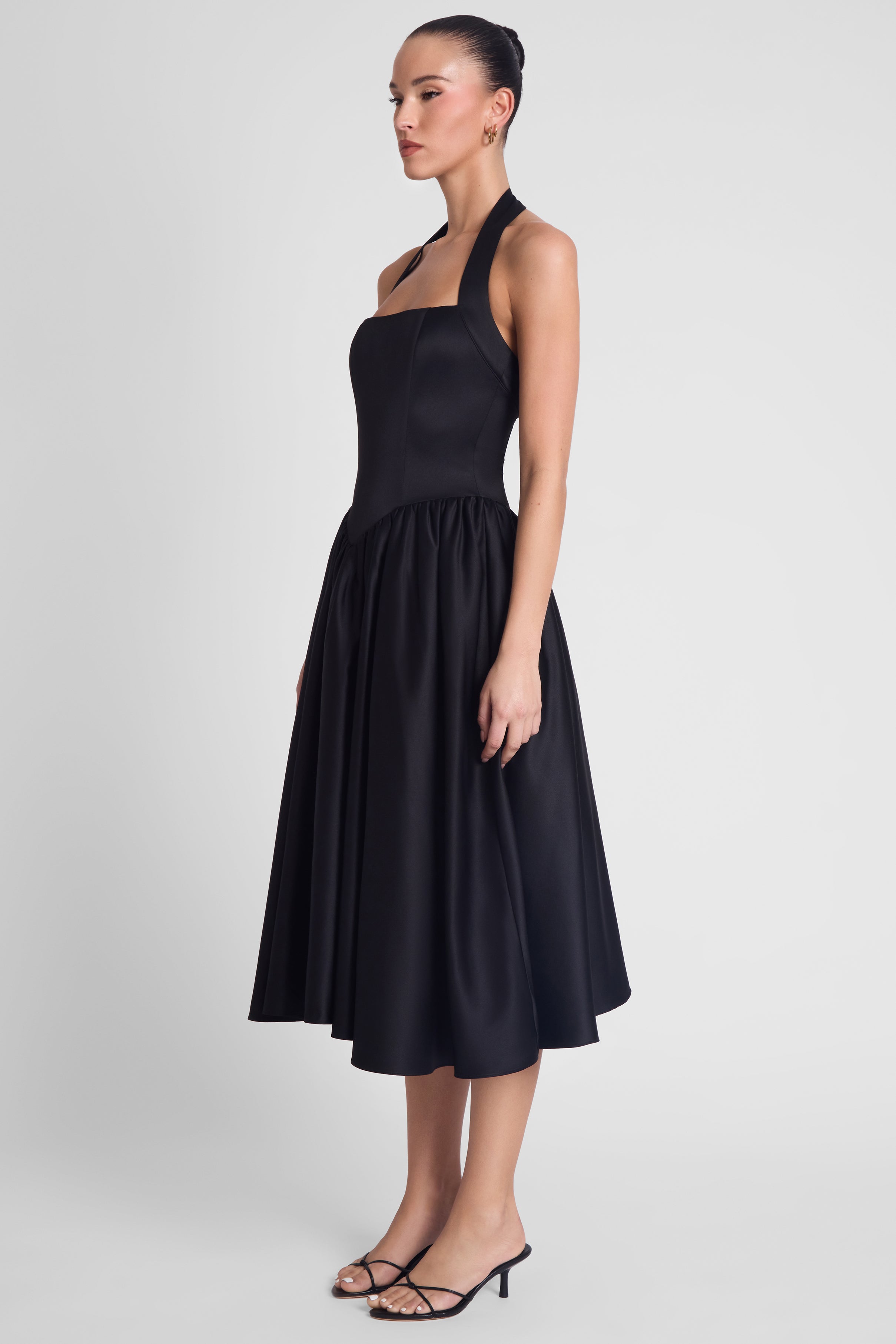 Hart Halter Corset Midi Dress - Black