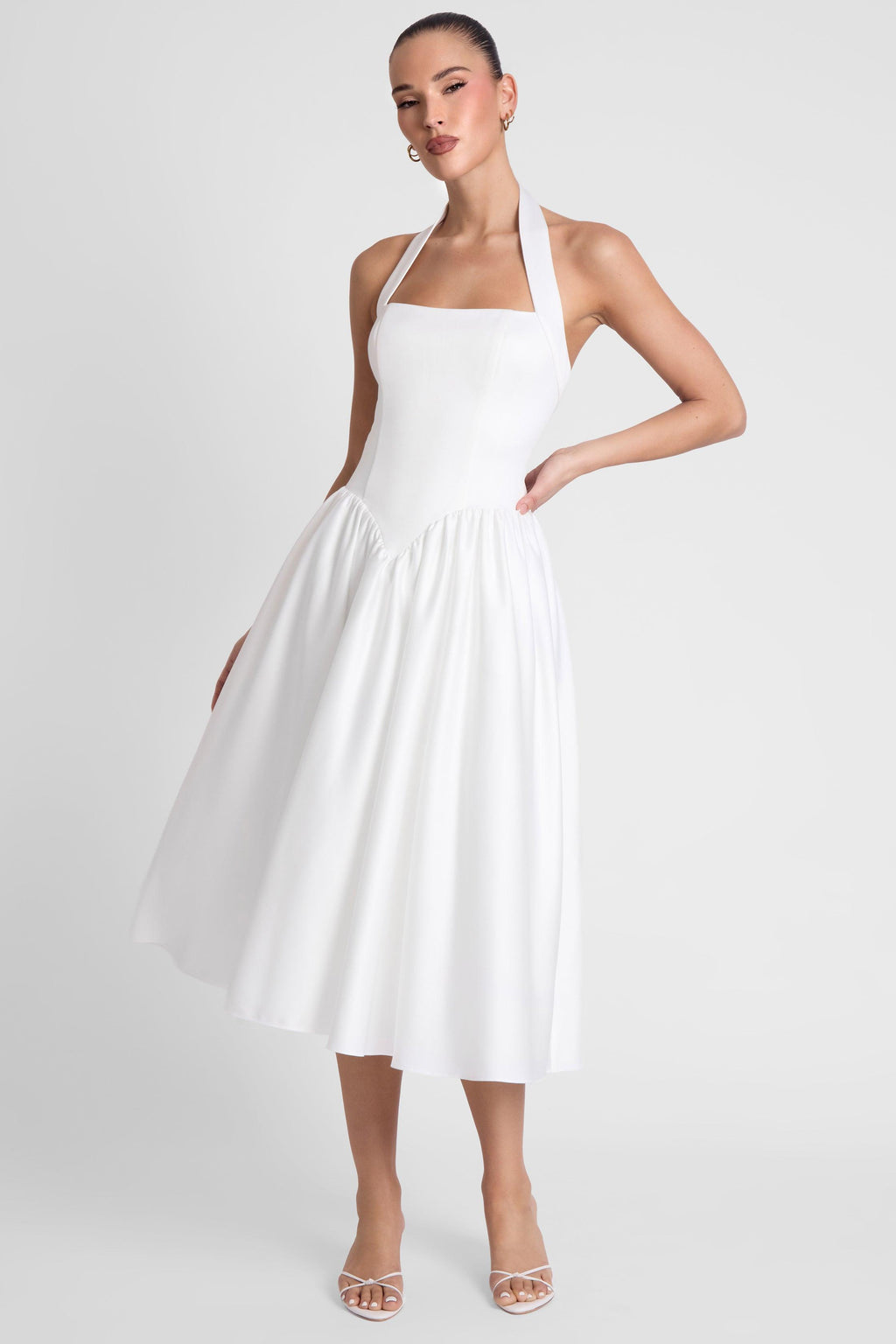 Hart Halter Corset Midi Dress - White