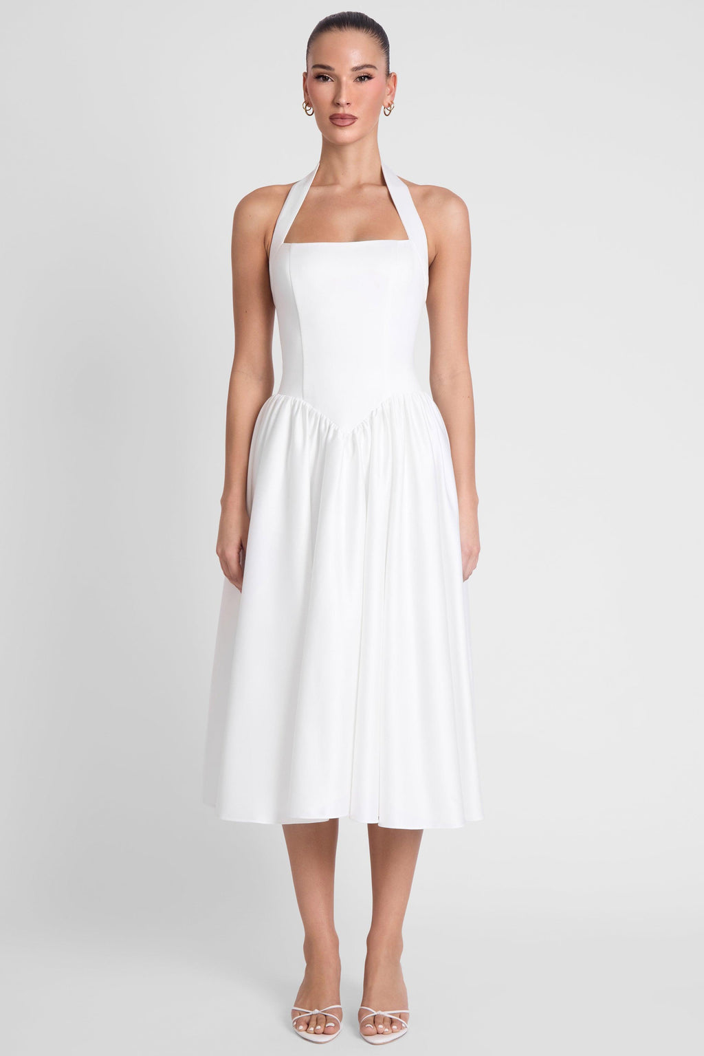 Hart Halter Corset Midi Dress - White LEAU Hart Halter Corset Midi Dress - White LEAU