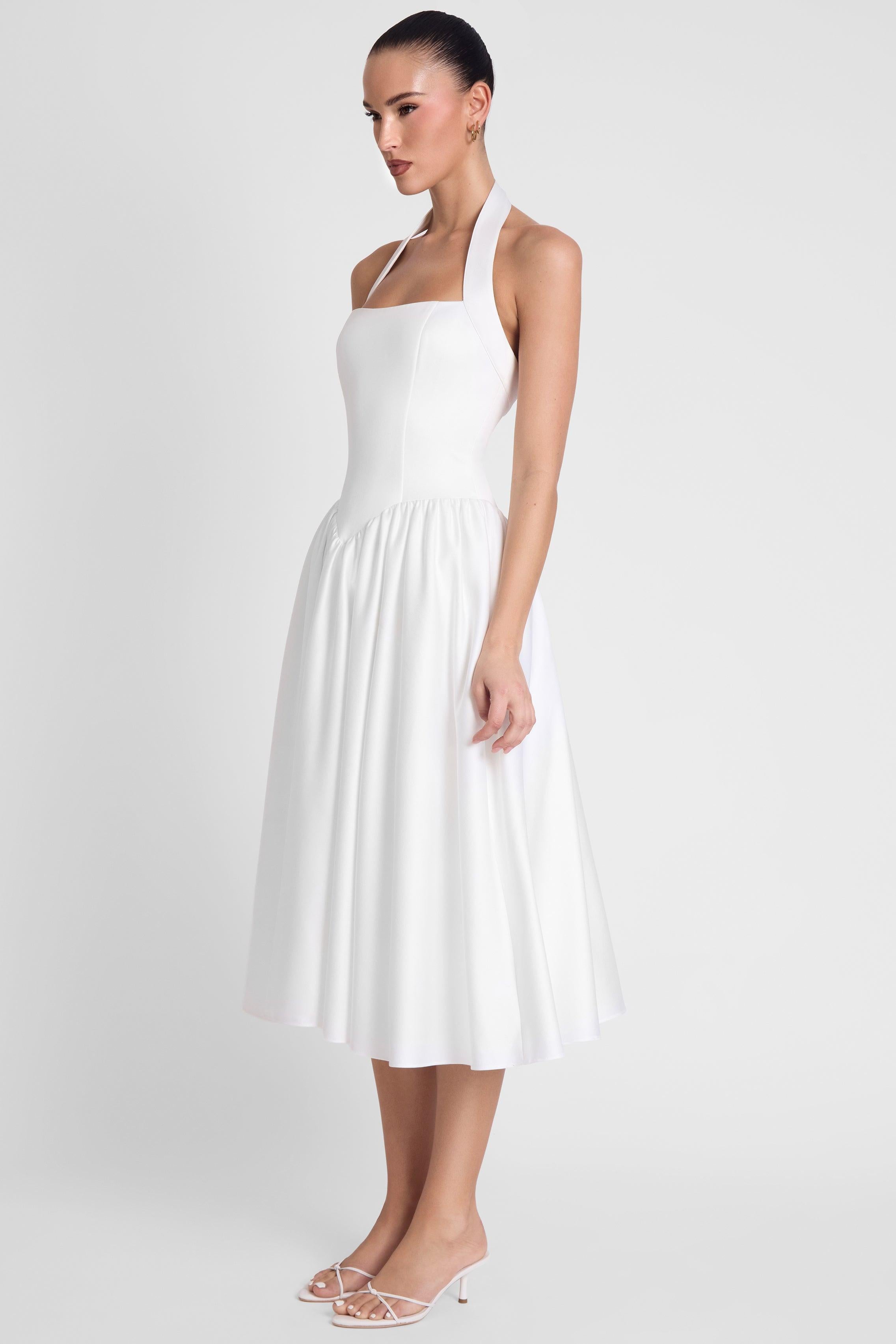 Hart Halter Corset Midi Dress White LEAU — free download
