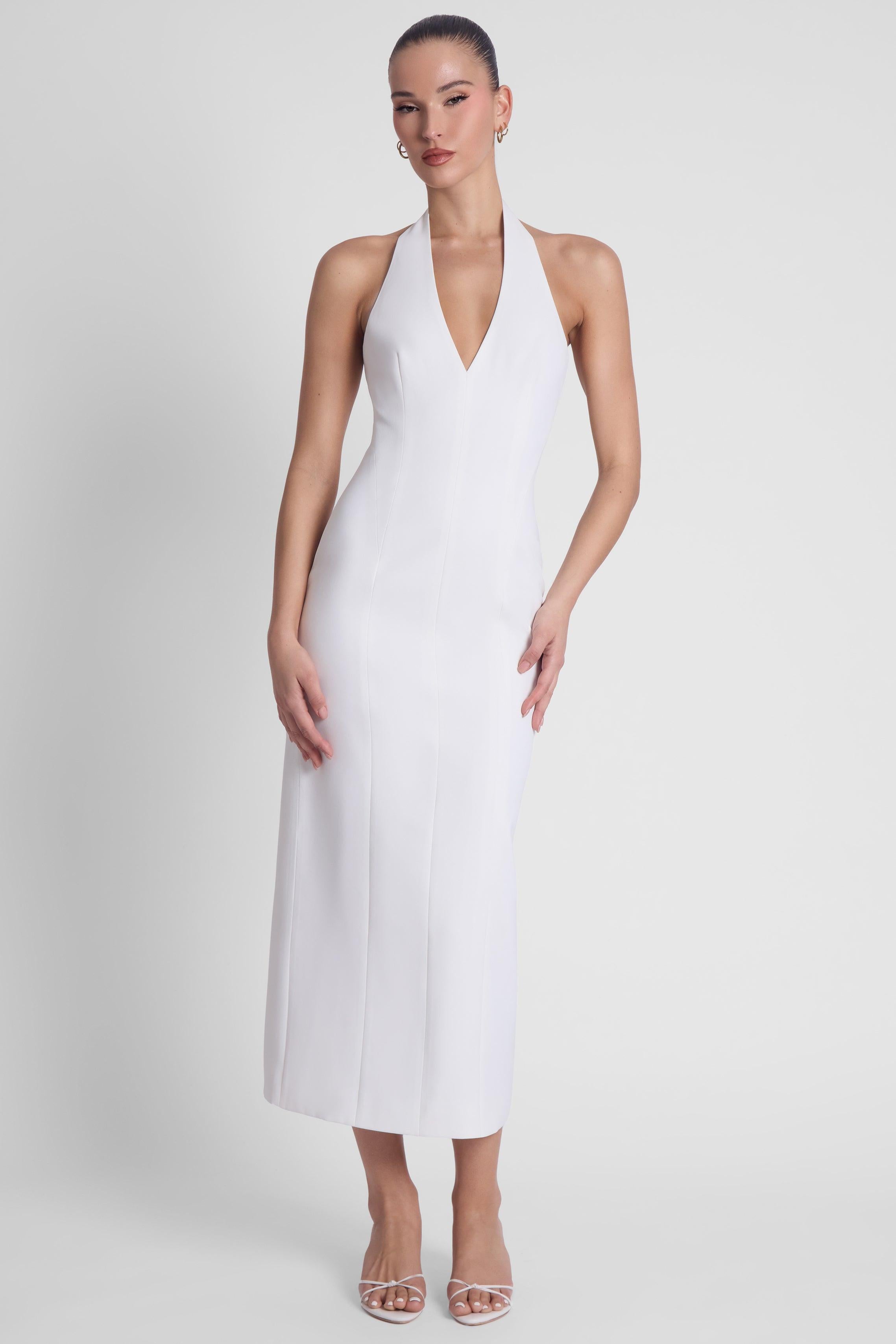 Heiress Halter Midi Dress - White