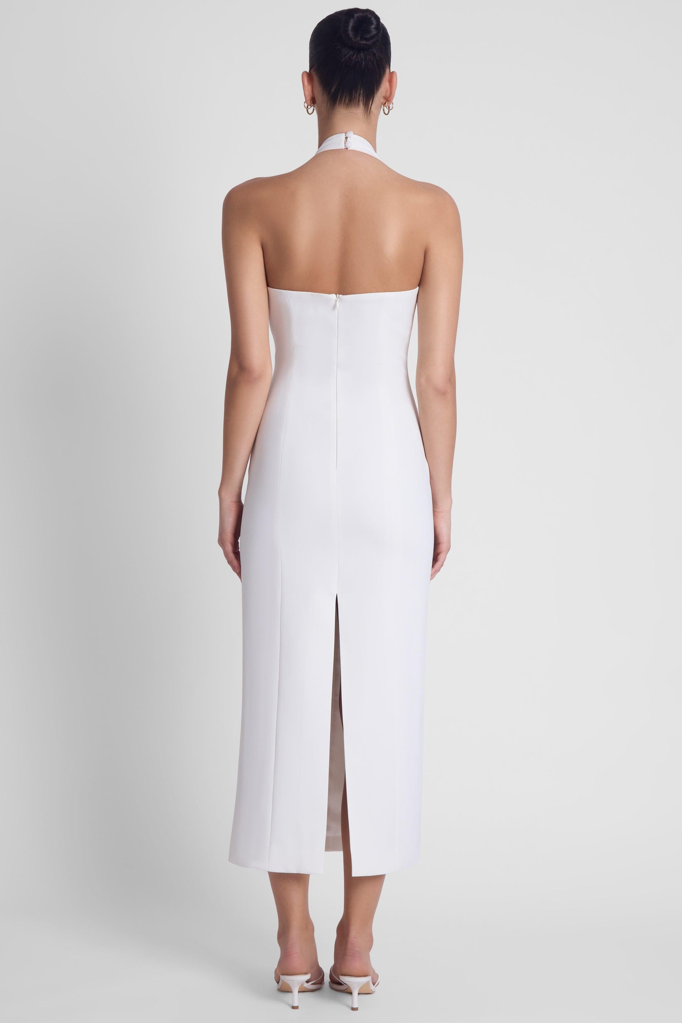 Heiress Halter Midi Dress - White