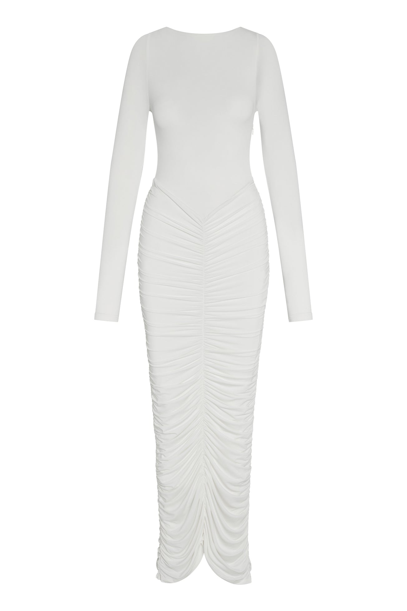 Rhea Ruche Maxi Dress - White