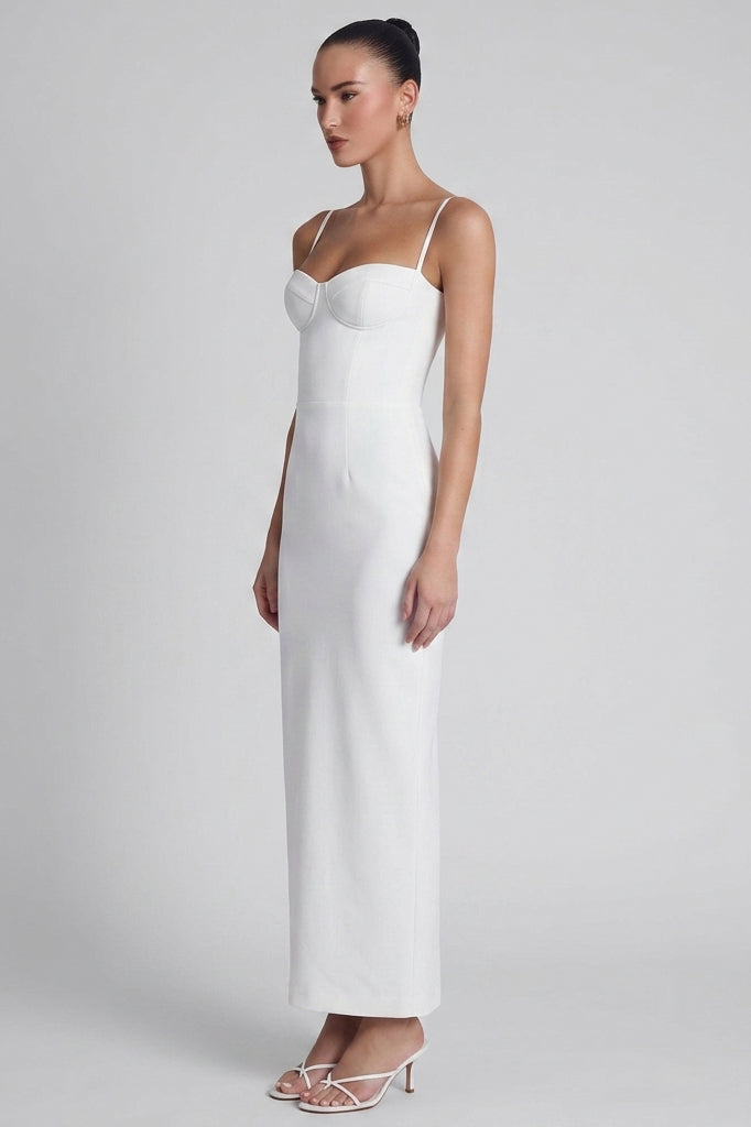 Belle Bustier Midi Dress - White