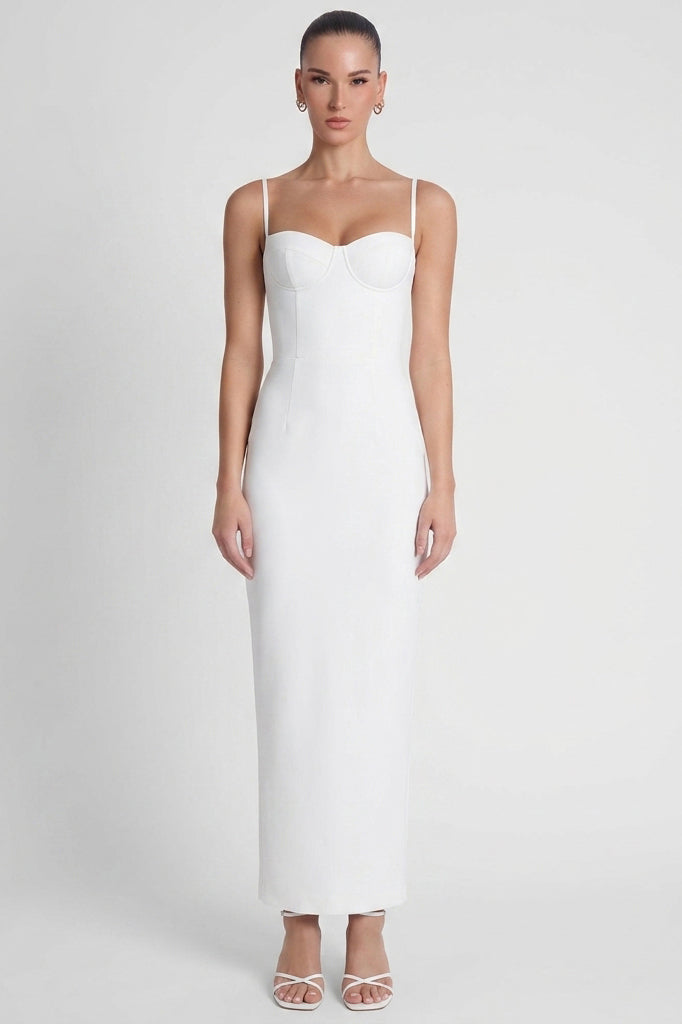 Belle Bustier Midi Dress - White