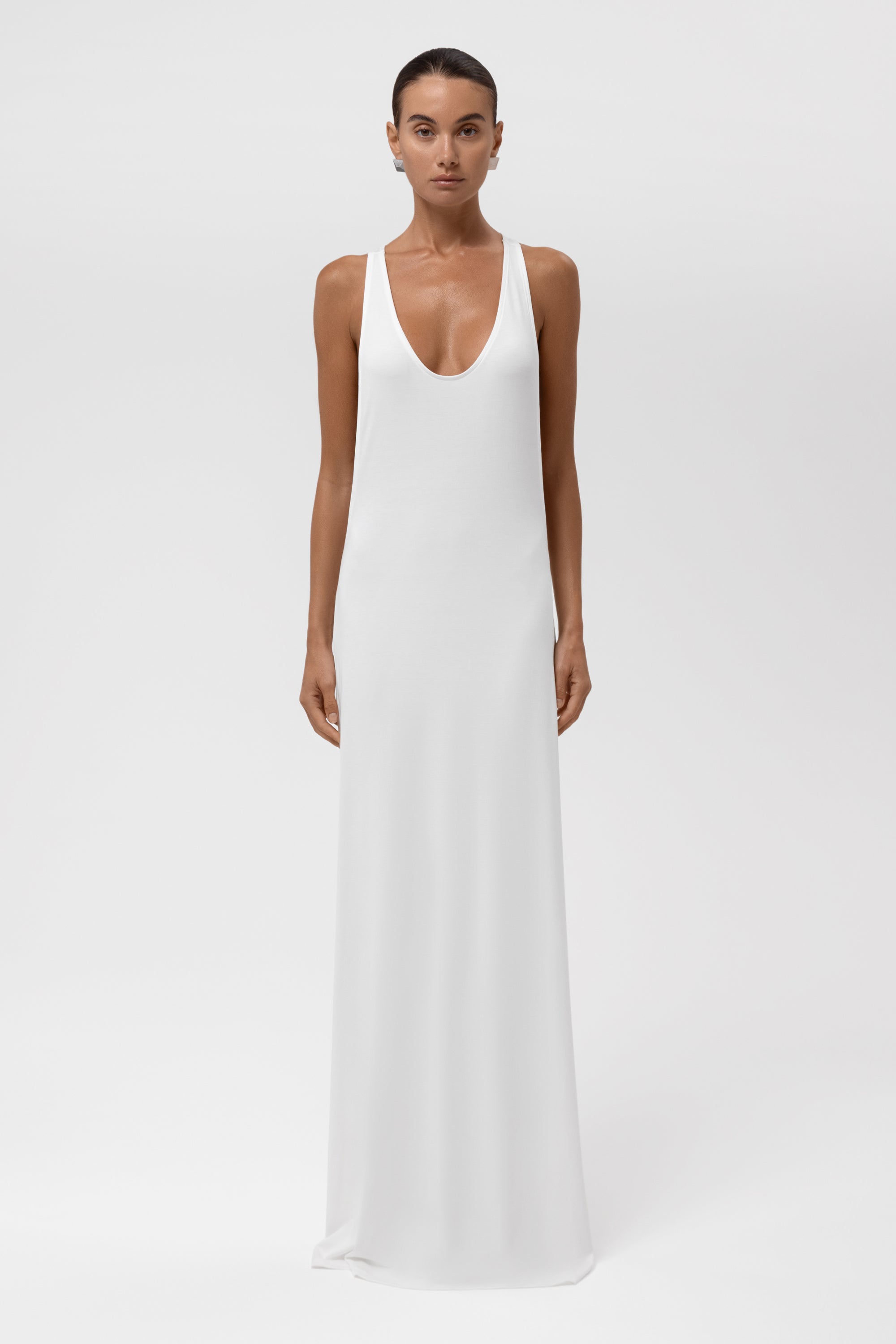 Everyday Jersey Racerback Maxi Dress - White