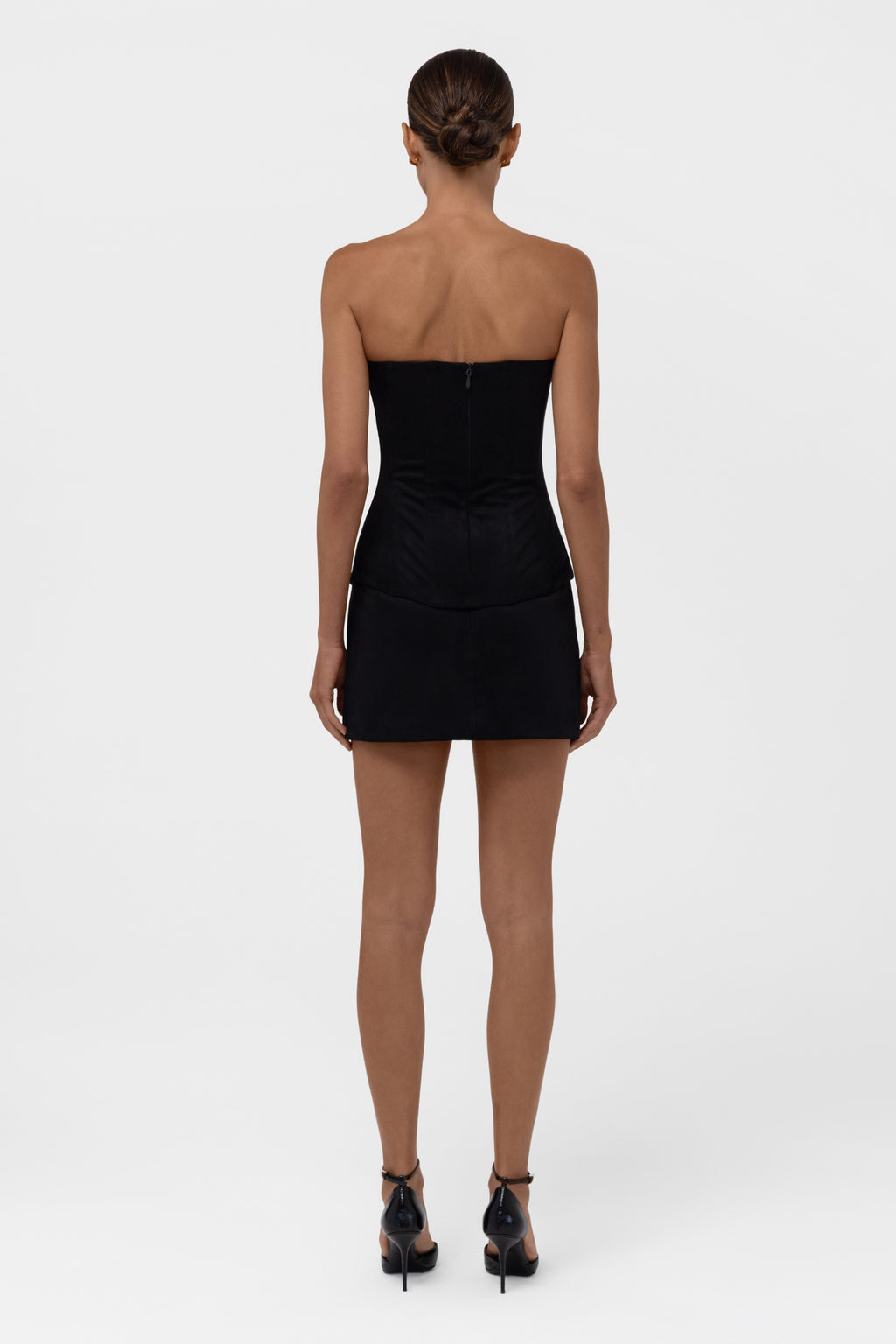 Fatale Faux Suede Corset Top - Black