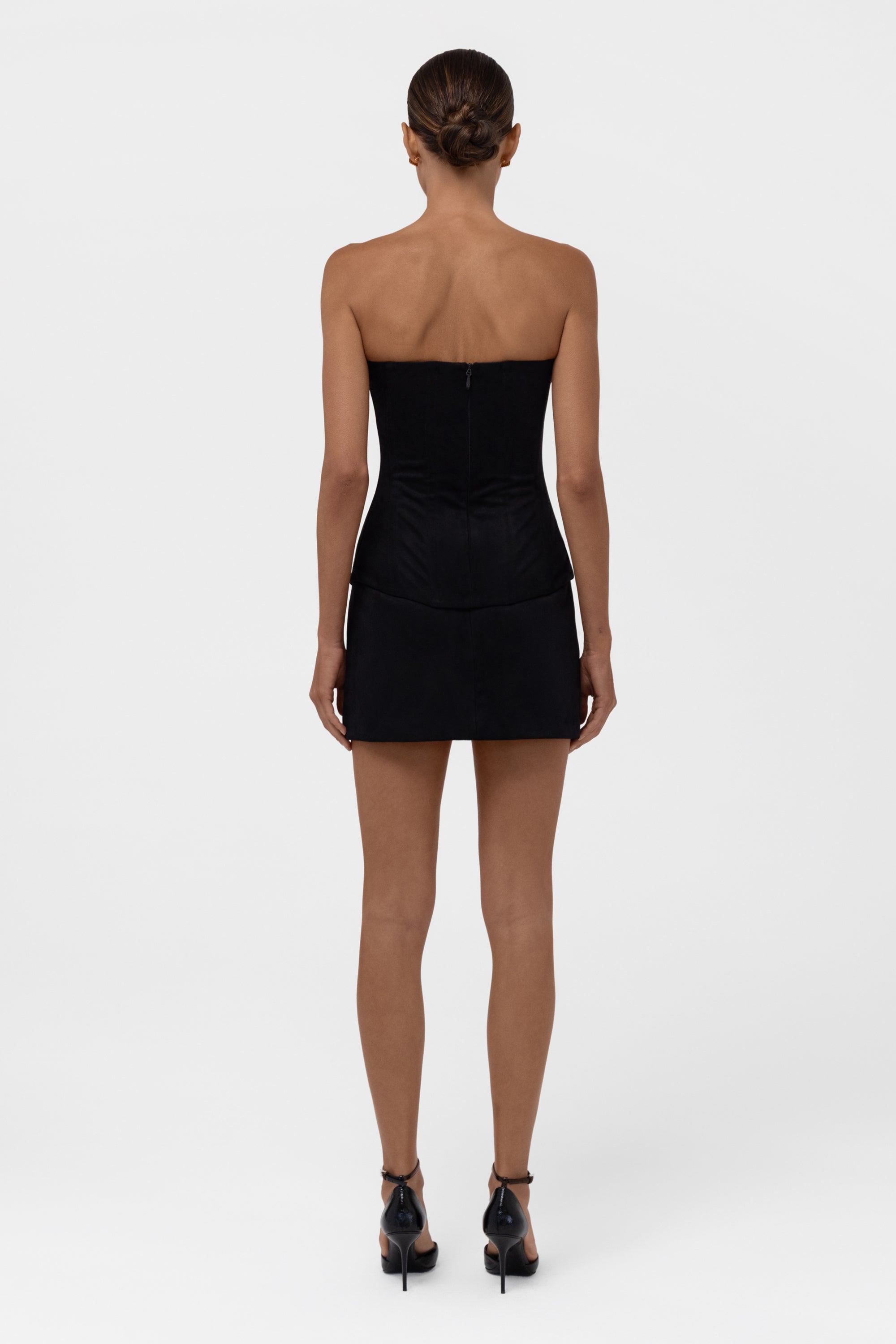 Fatale Faux Suede Corset Top - Black