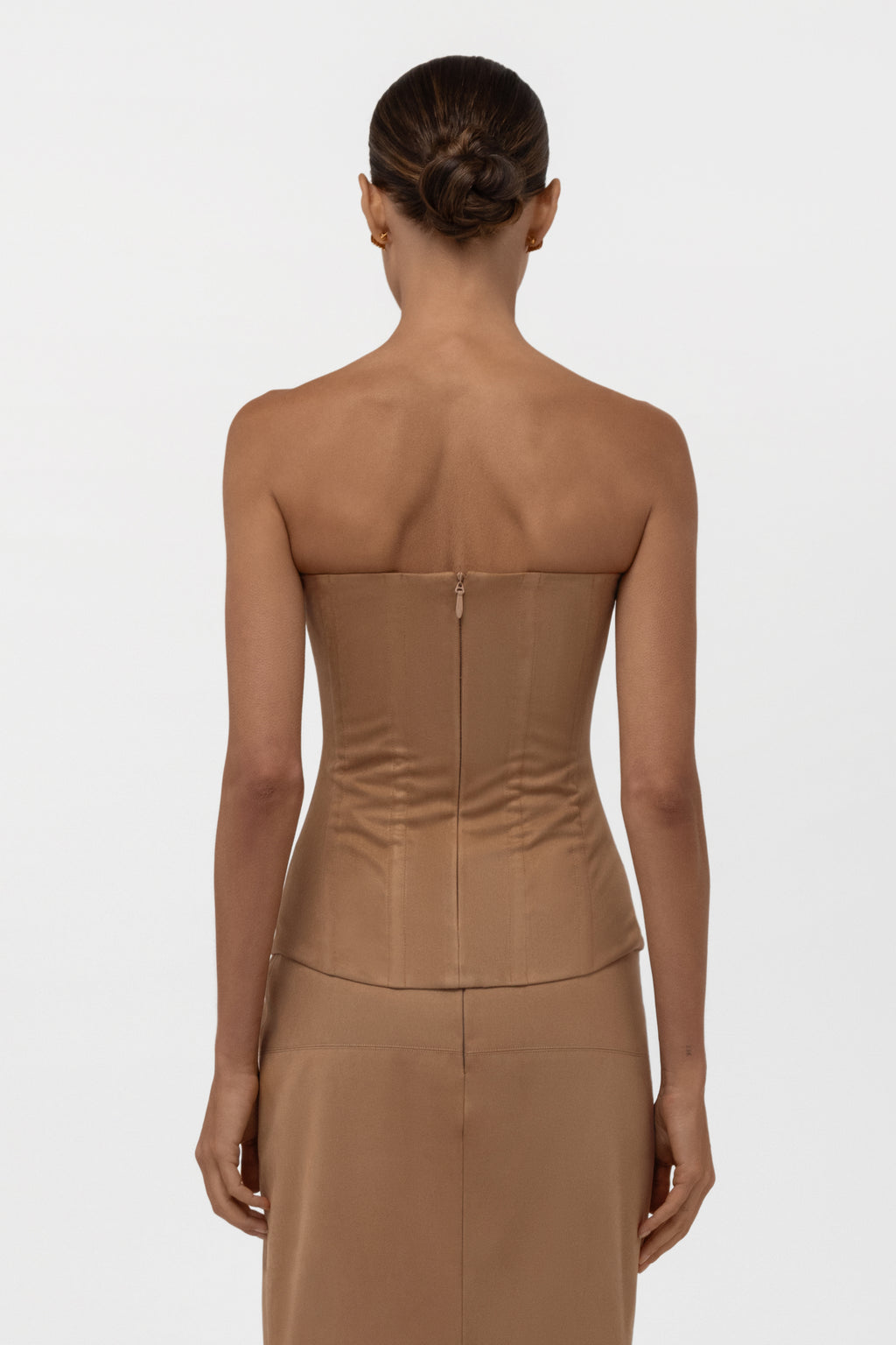 Fatale Faux Suede Corset Top - Camel