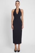 Heiress Halter Midi Dress - Black