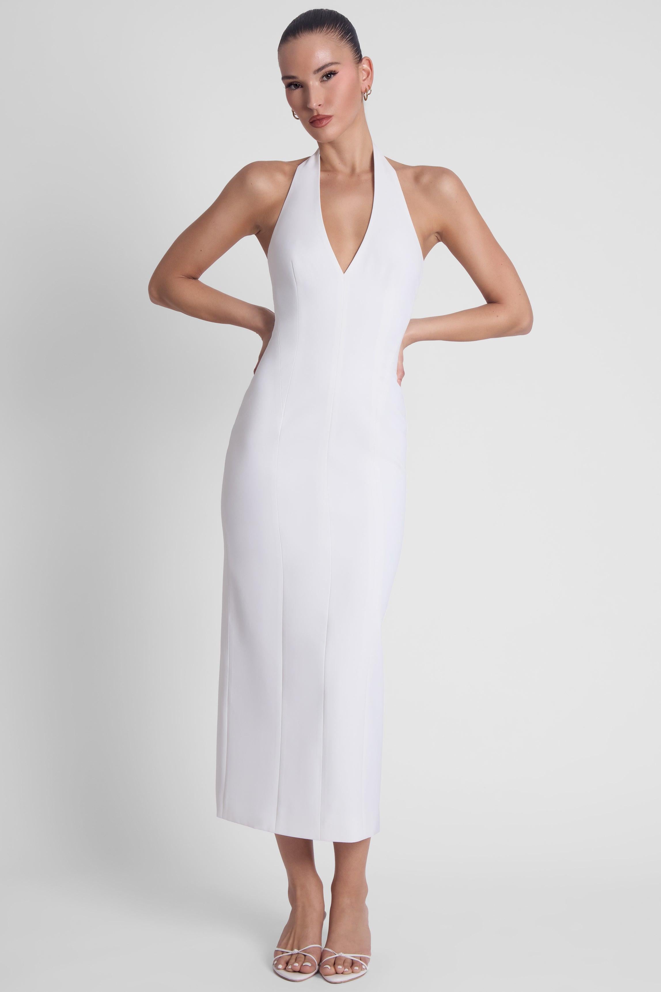 Helena Halter Midi Dress - White