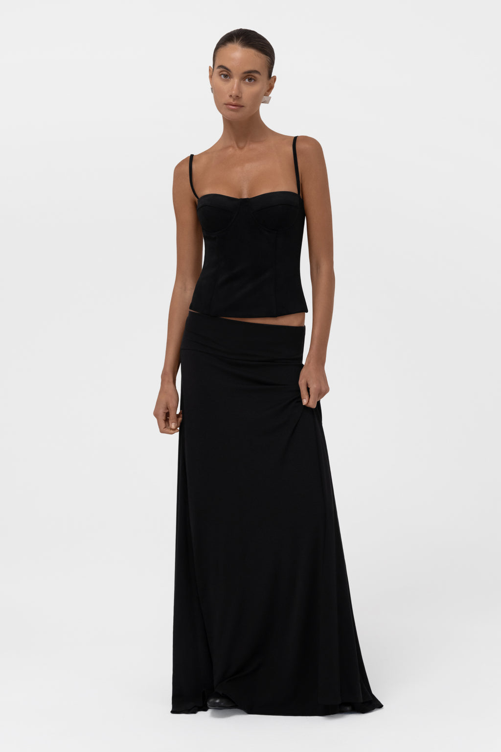 Everyday Jersey Fluid Waistband Maxi Skirt - Black