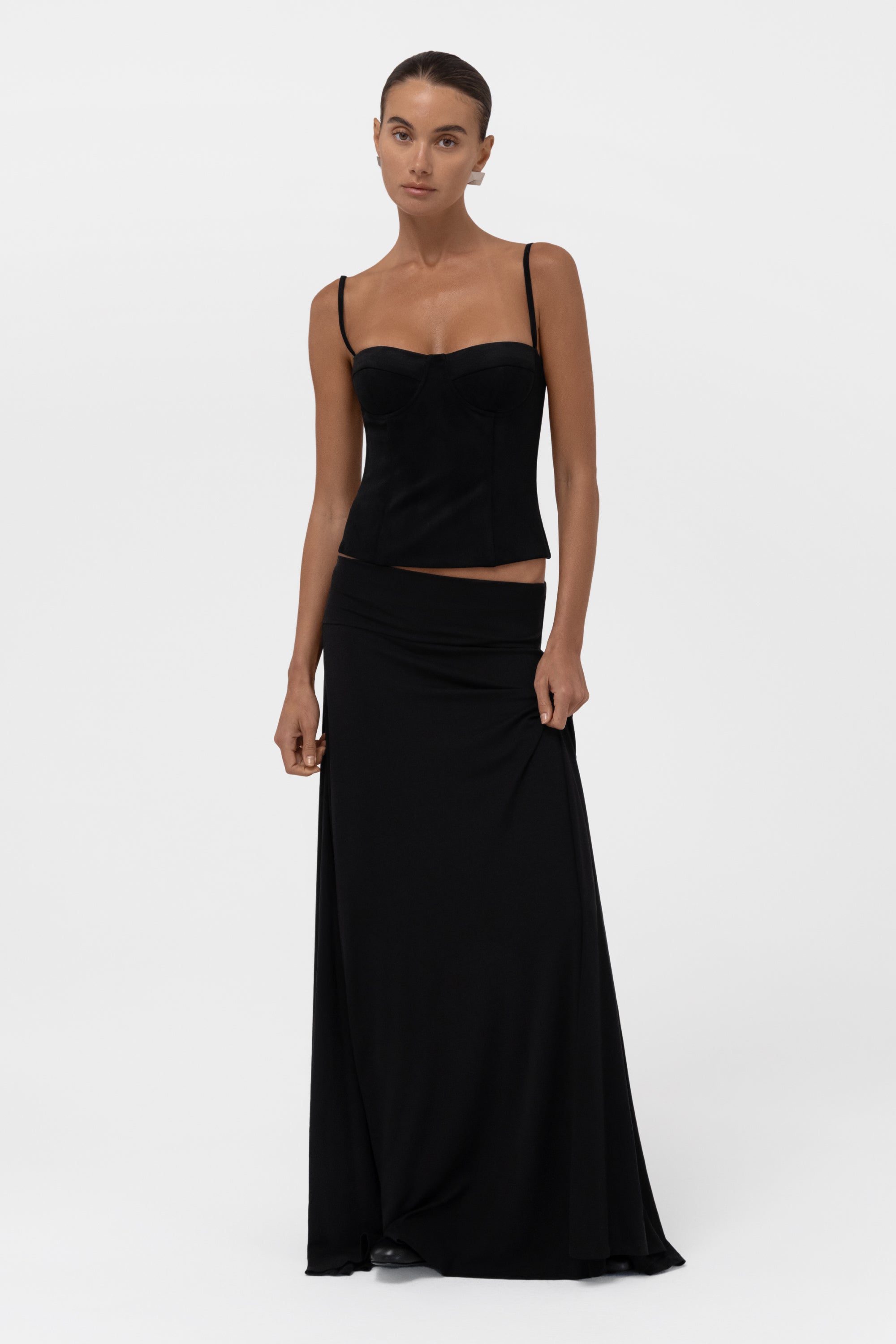 Everyday Jersey Fluid Waistband Maxi Skirt - Black