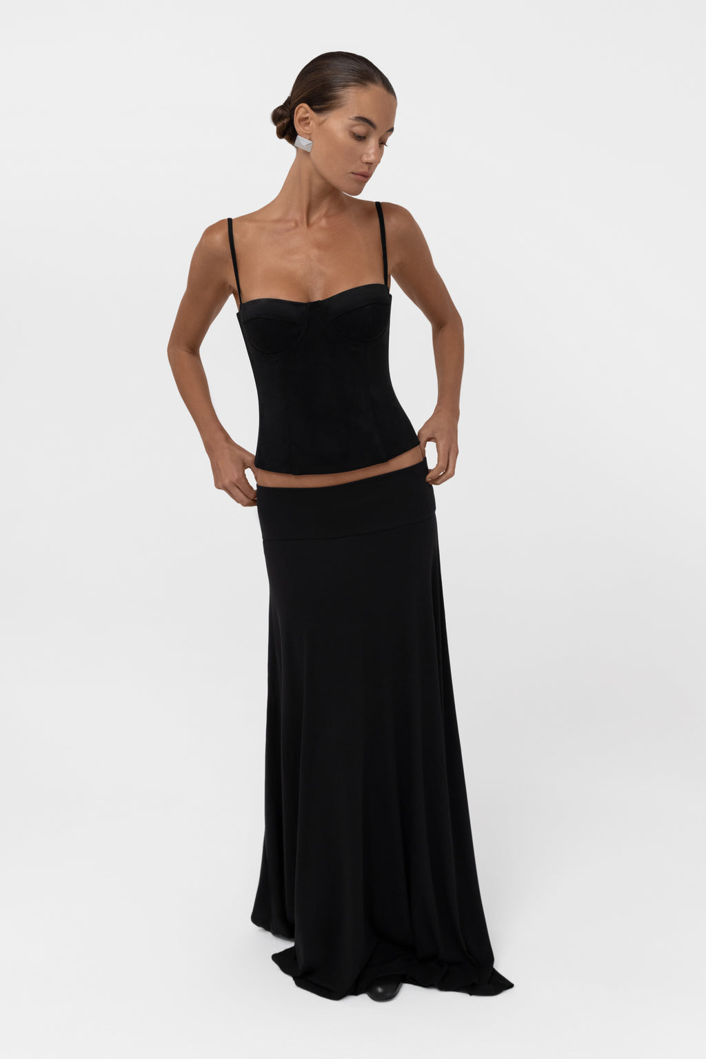 Everyday Jersey Fluid Waistband Maxi Skirt - Black