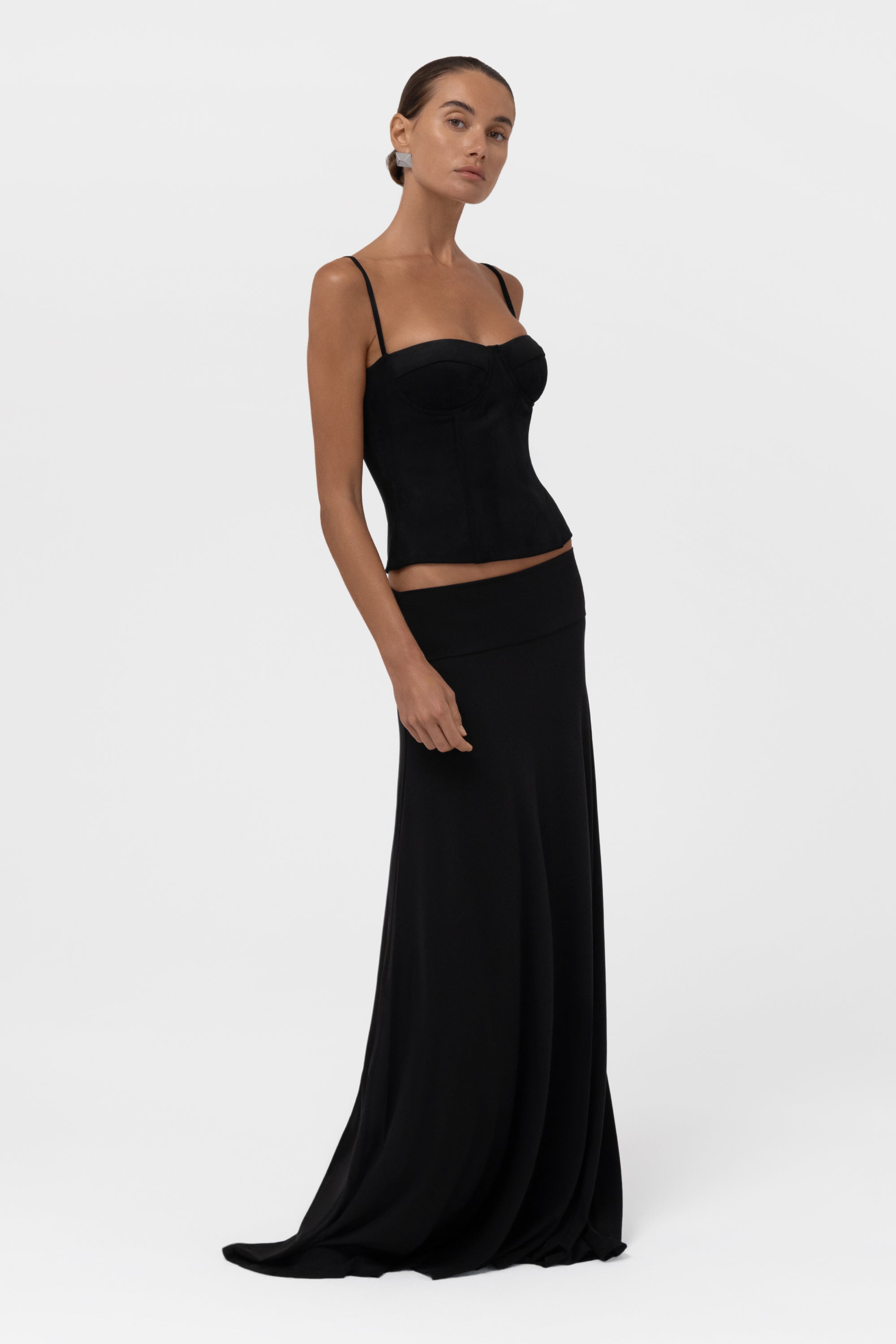 Everyday Jersey Fluid Waistband Maxi Skirt - Black