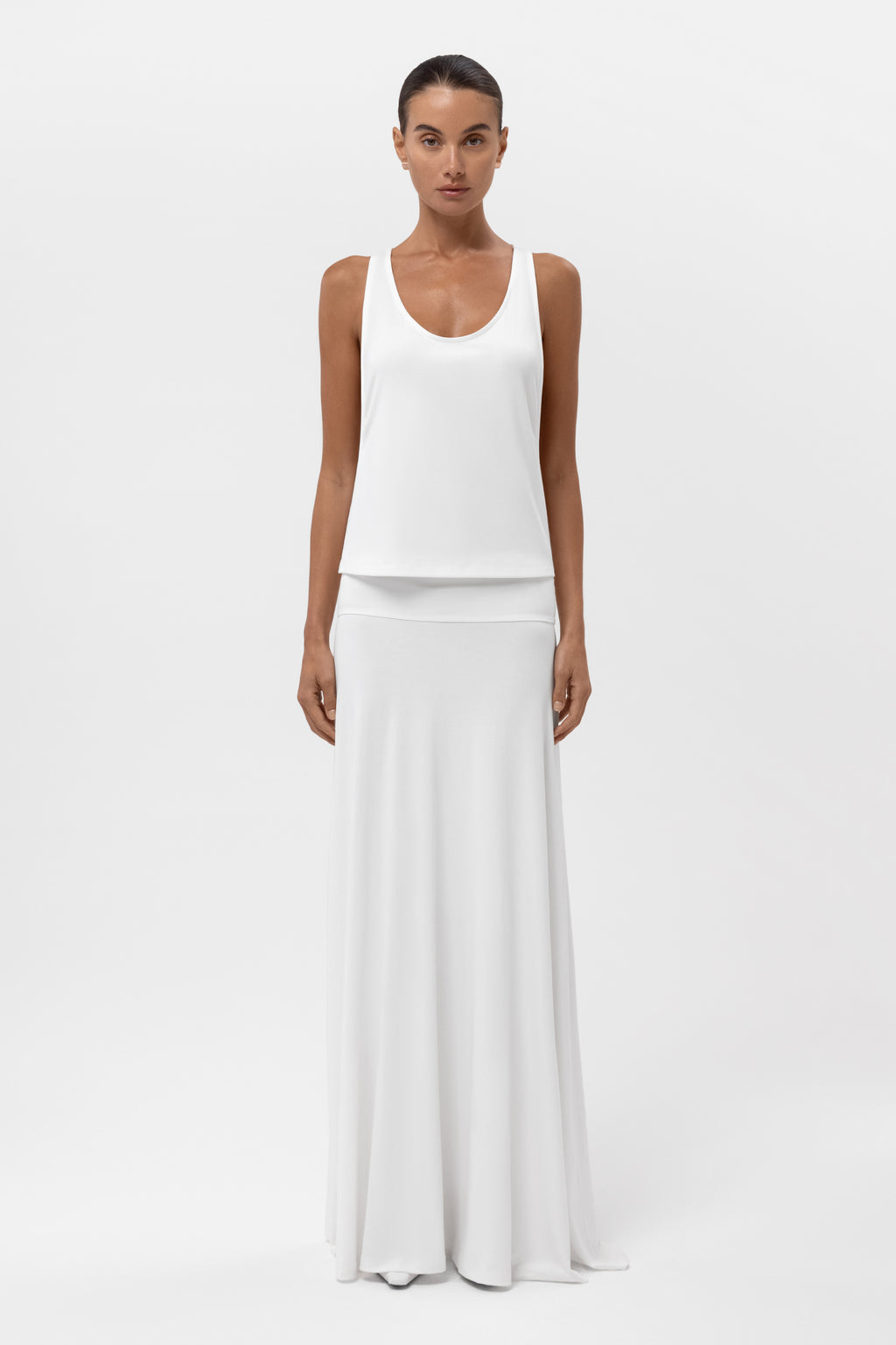 Everyday Jersey Fluid Waistband Maxi Skirt - White