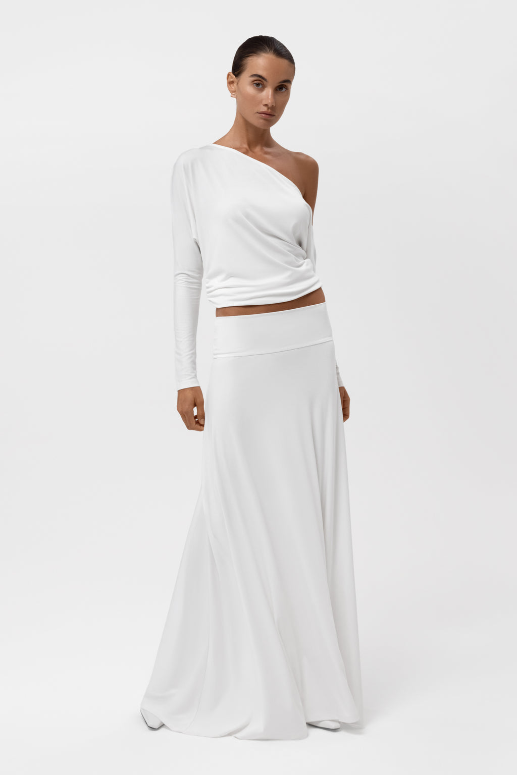Everyday Jersey Fluid Waistband Maxi Skirt - White