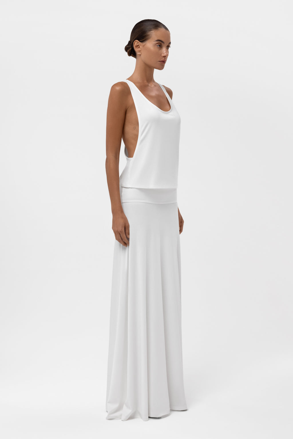 Everyday Jersey Fluid Waistband Maxi Skirt - White