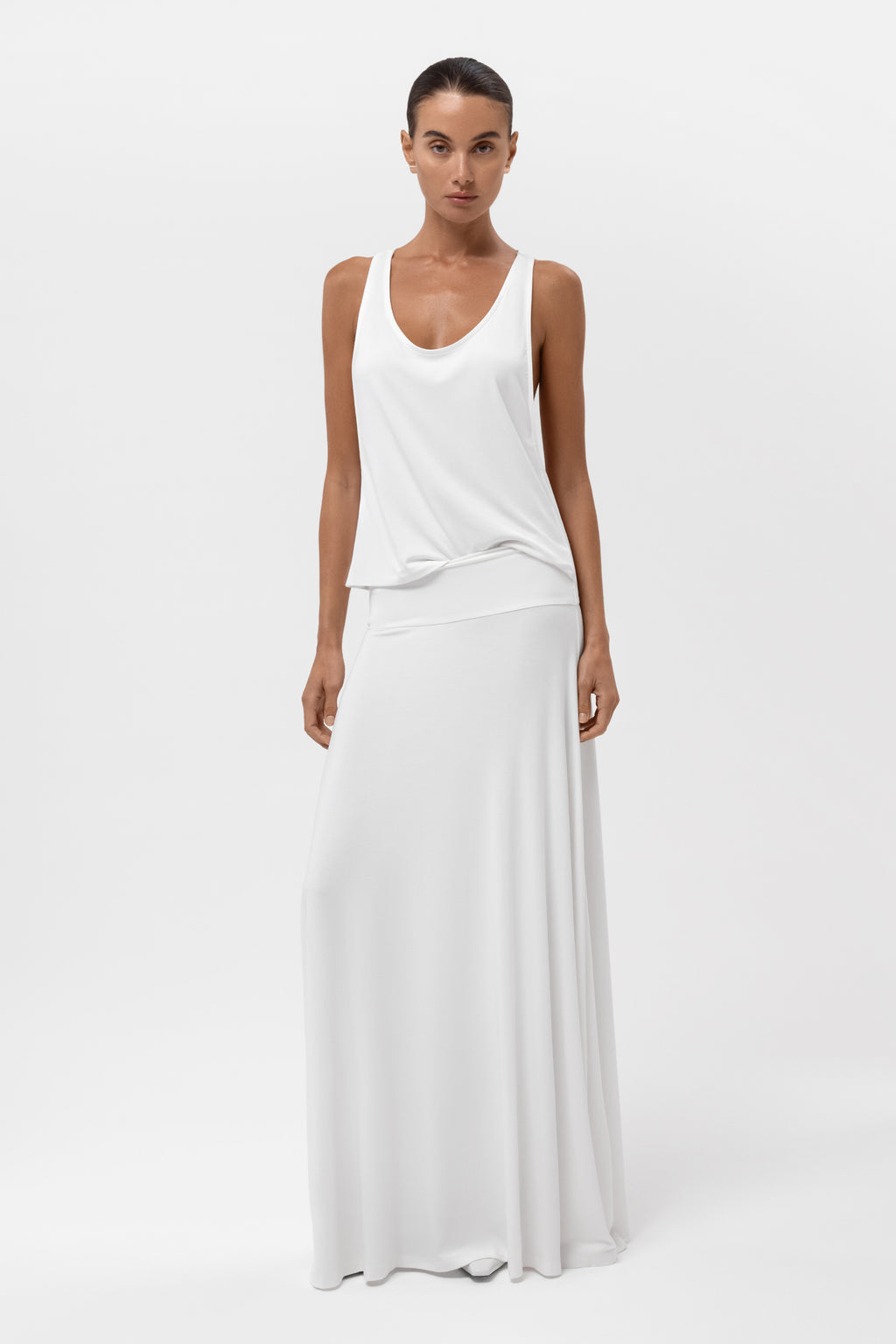 Everyday Jersey Fluid Waistband Maxi Skirt - White